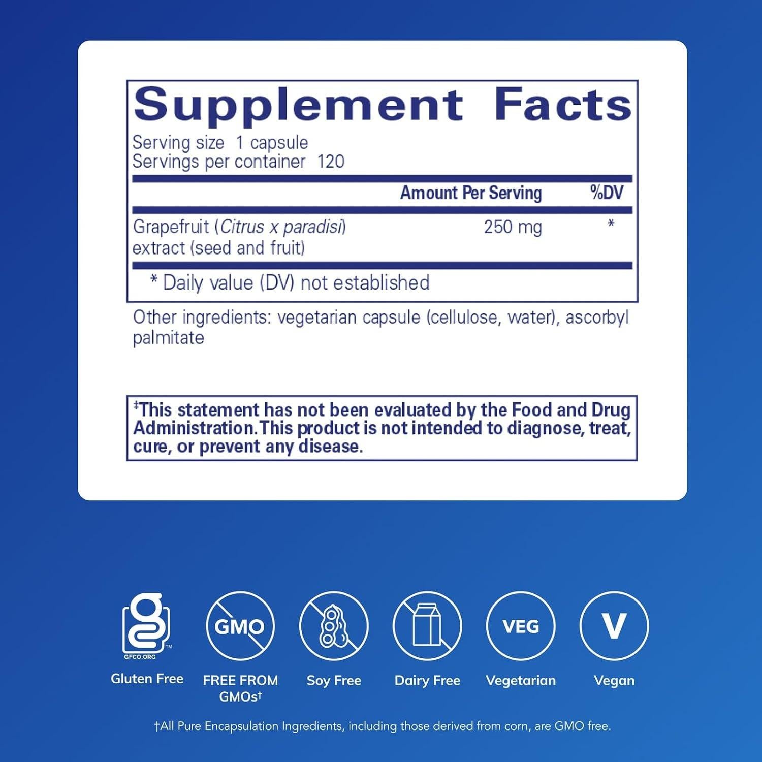 Extracto de Semilla de Pomelo Pure Encapsulations 120 Cápsulas