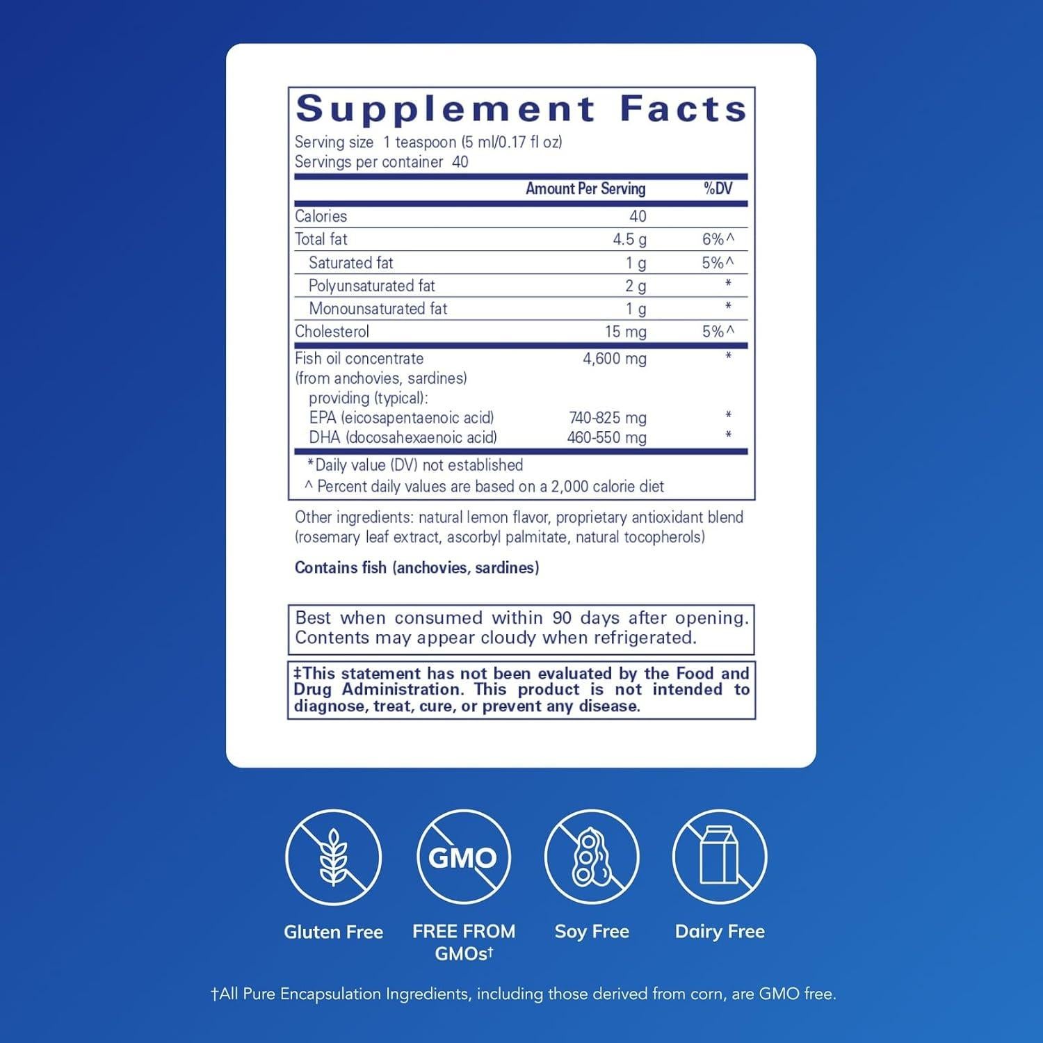 Aceite de Pescado EPA/DHA Líquido Pure Encapsulations 207 ml