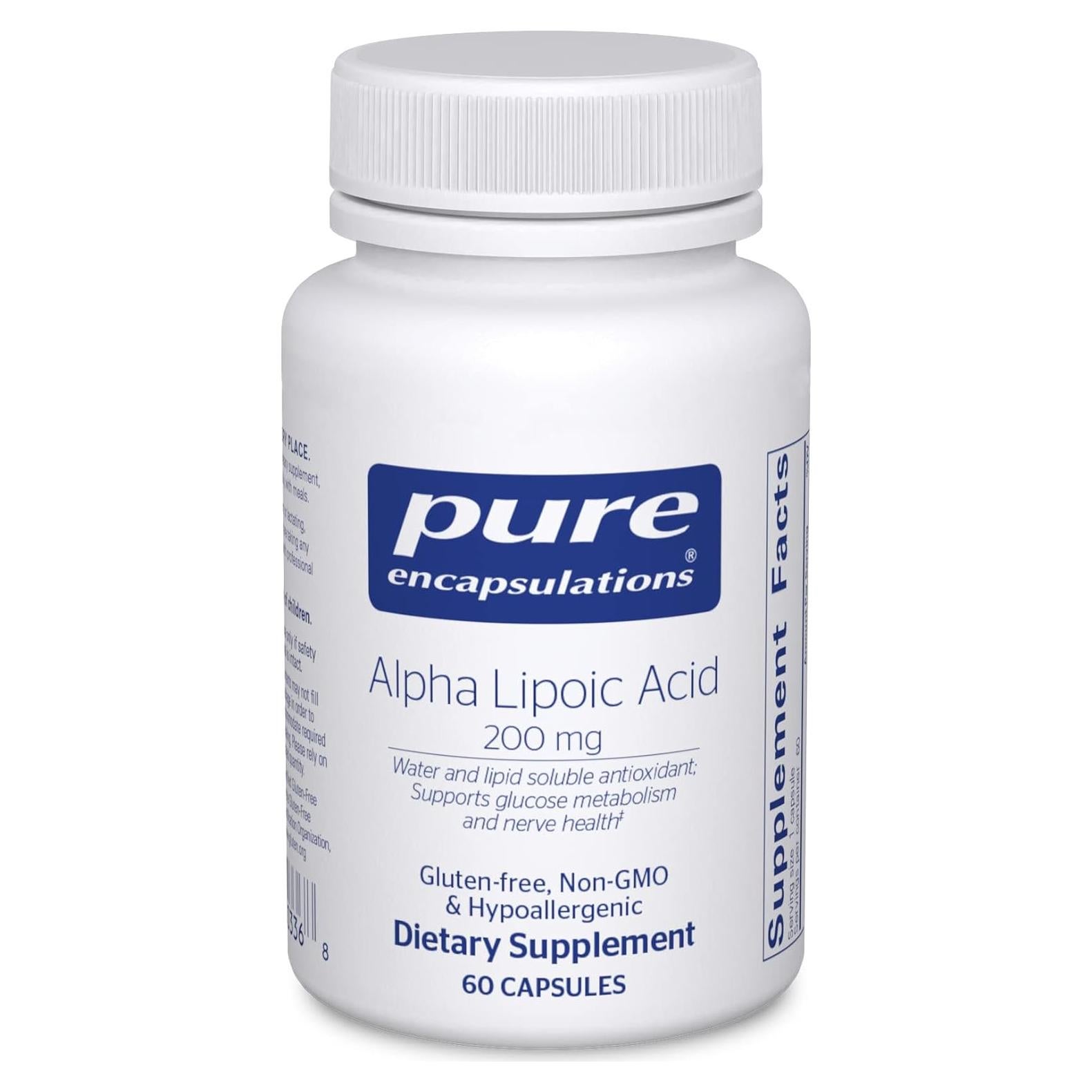 Ácido Alfa Lipoico 200 mg Pure Encapsulations - 60 Cápsulas Veganas