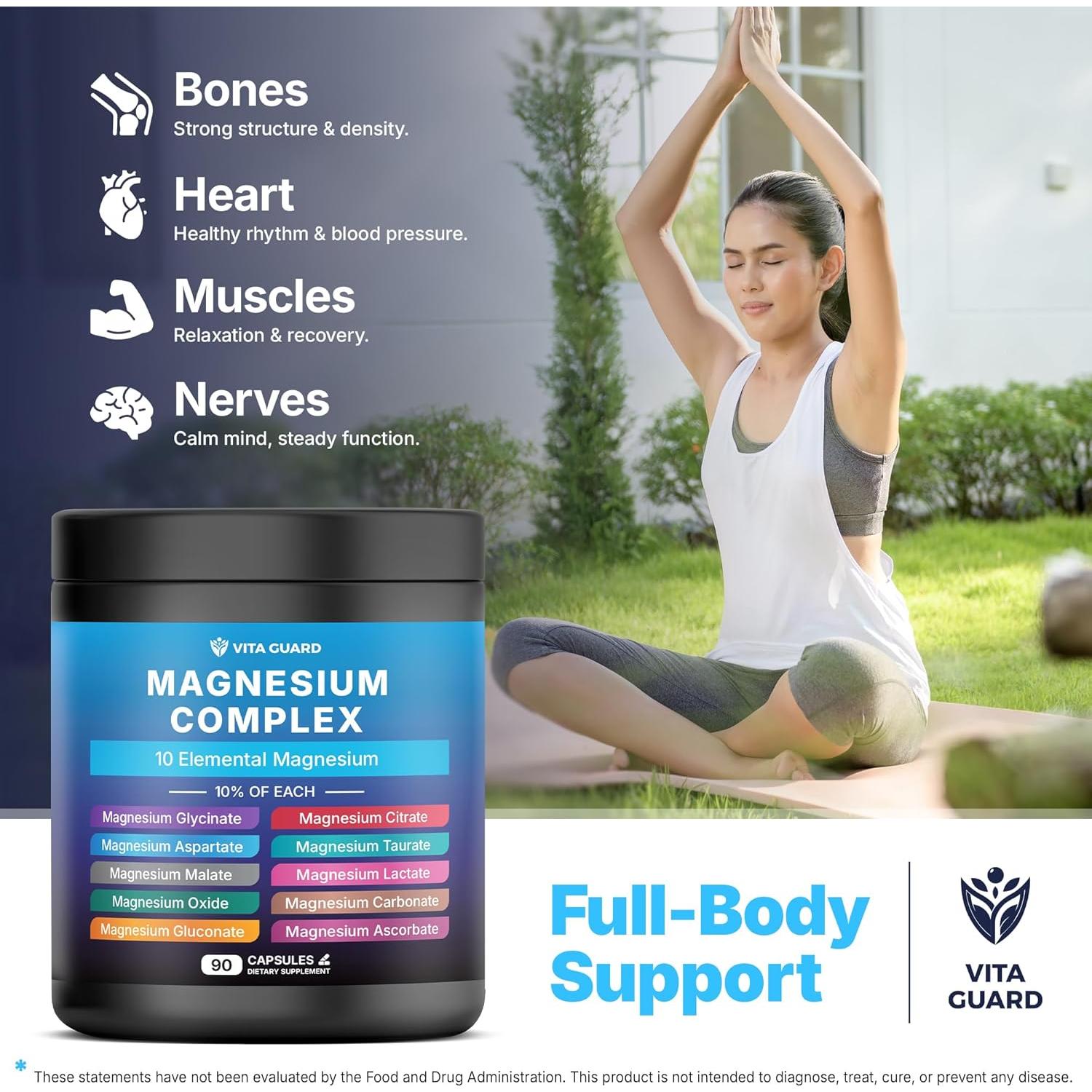 Complejo de Magnesio 1480mg Vita Guard - 90 Cápsulas Veganas