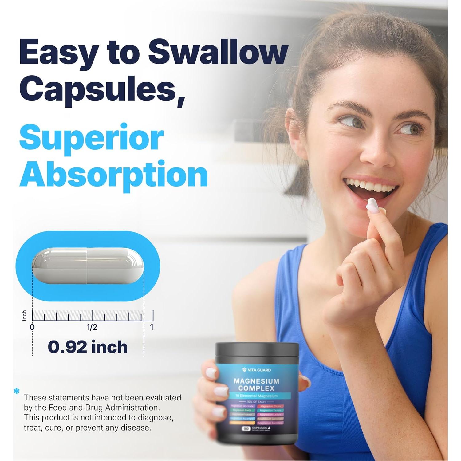 Complejo de Magnesio 1480mg Vita Guard - 90 Cápsulas Veganas