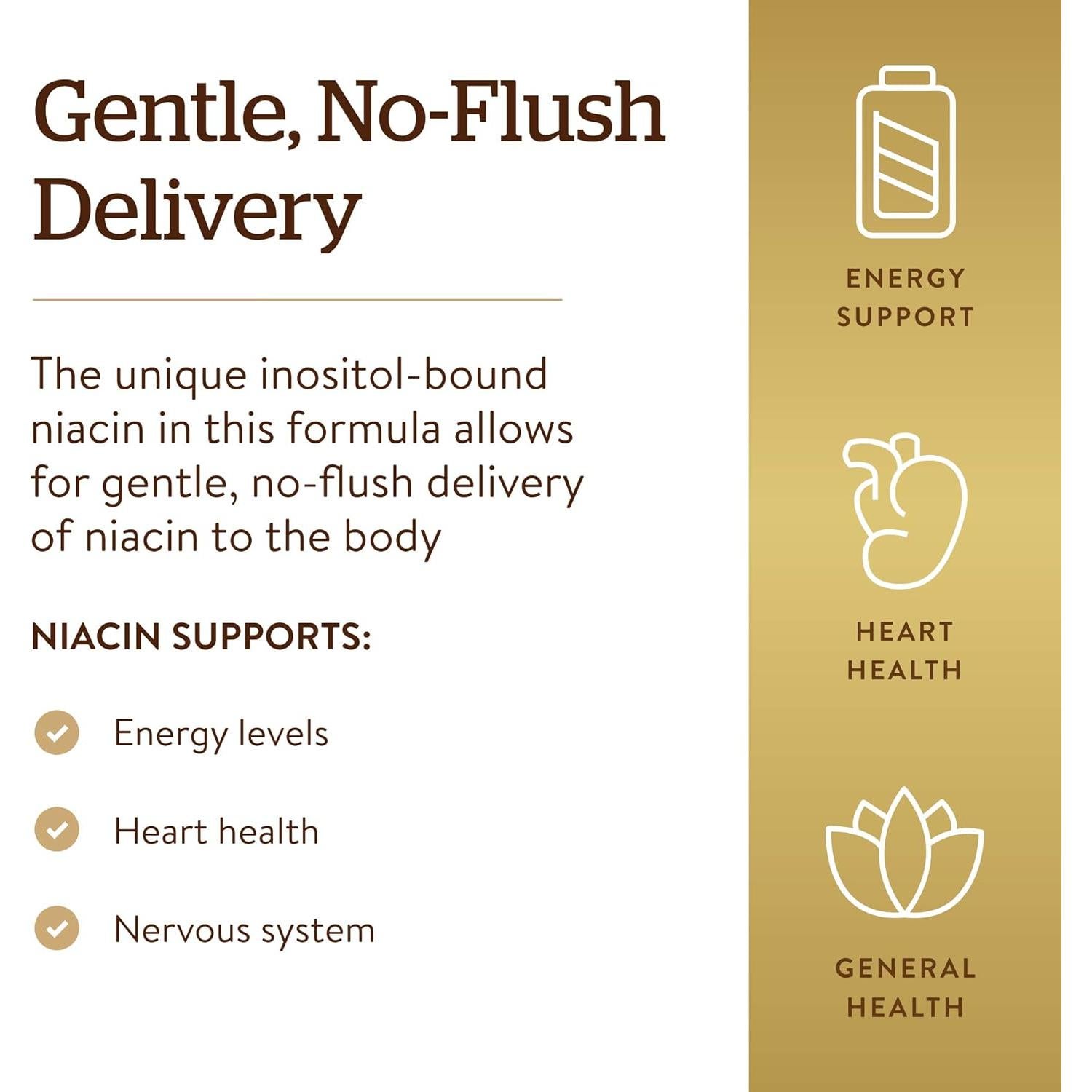 Solgar Niacina No-Flush 500 mg 250 Cápsulas Veganas - Metabolismo Energético