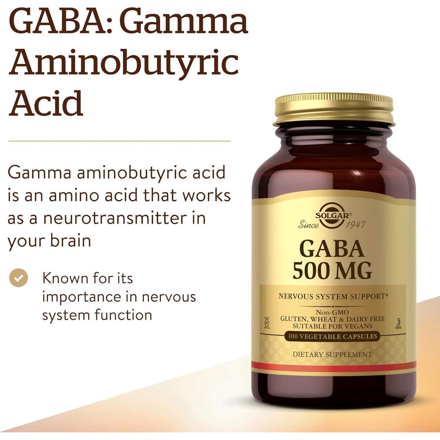 Solgar GABA 500 mg - 100 Cápsulas Vegetales - Relajación