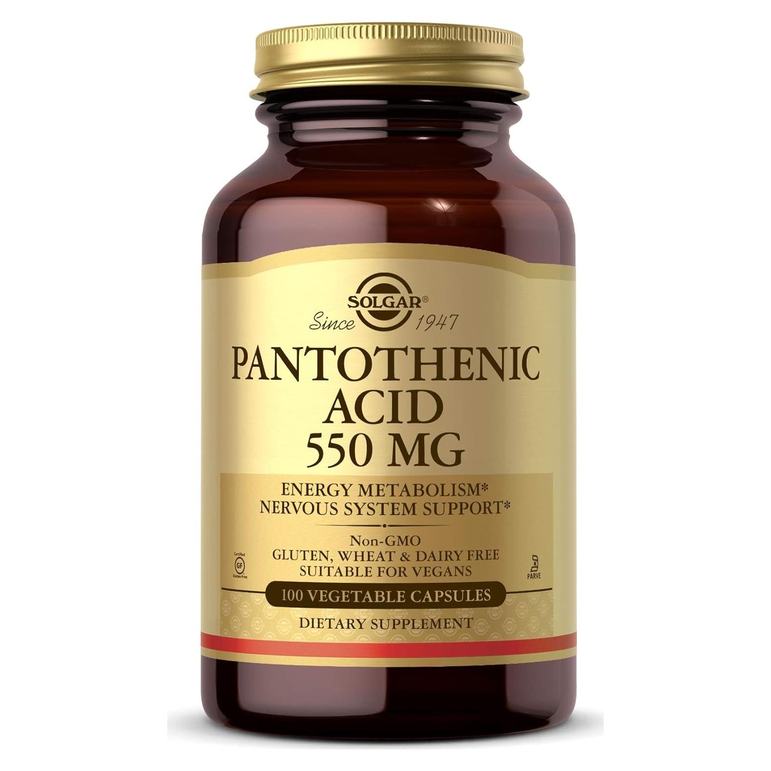 Solgar Ácido Pantoténico 550 mg Cápsulas Vegetales 100 Contenido