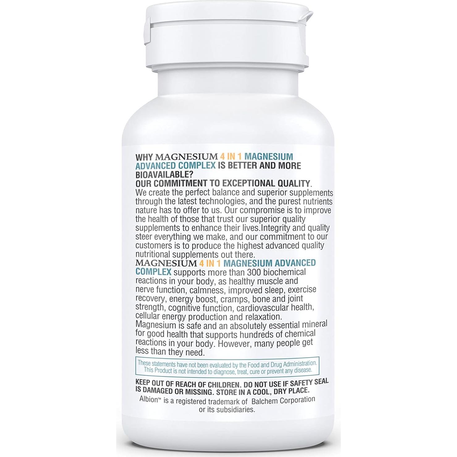 Kappa Nutrition Magnesio 4-en-1 280mg + Zinc y Vitamina D3 120 Cápsulas Veganas