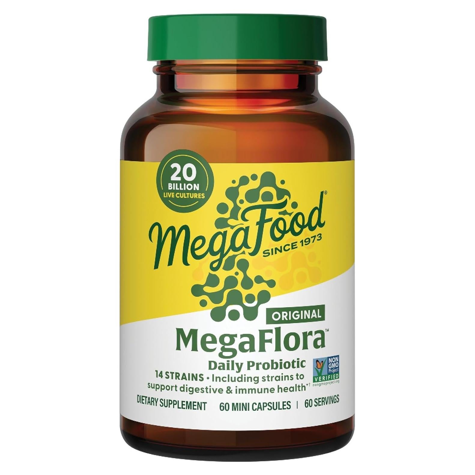 MegaFood MegaFlora Probiotico 20 Mil Millones 60 Mini Capsulas