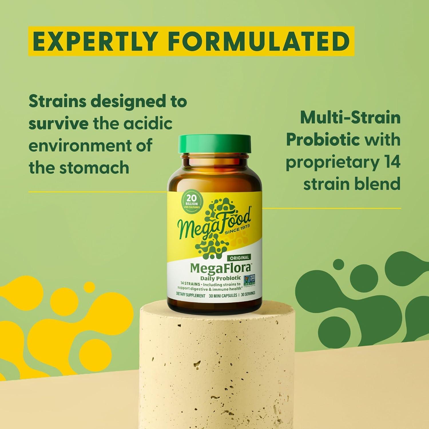 MegaFood MegaFlora Probiotico 20 Mil Millones 60 Mini Capsulas