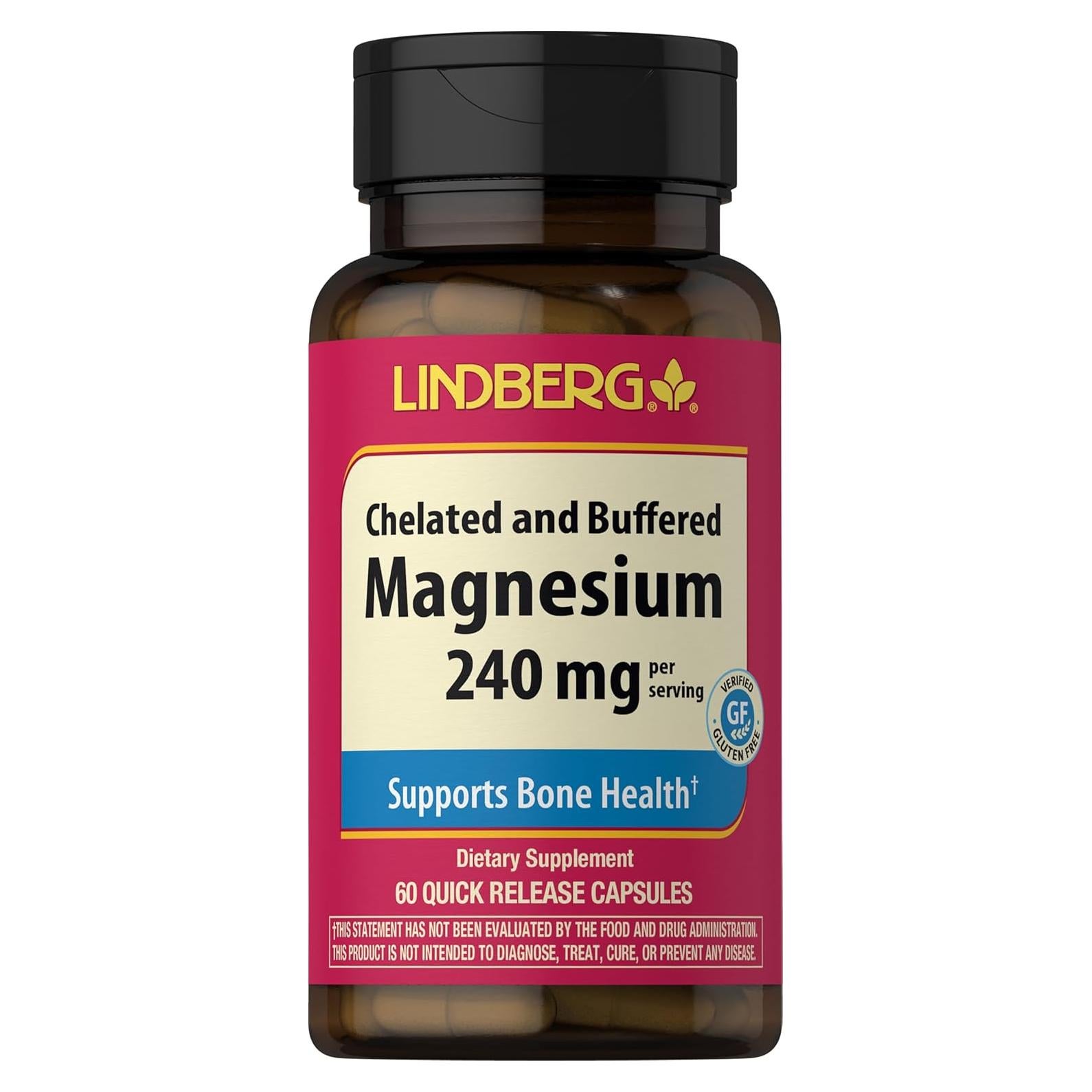 Suplemento de Magnesio Piping Rock 240 mg 60 Cápsulas Sin Gluten