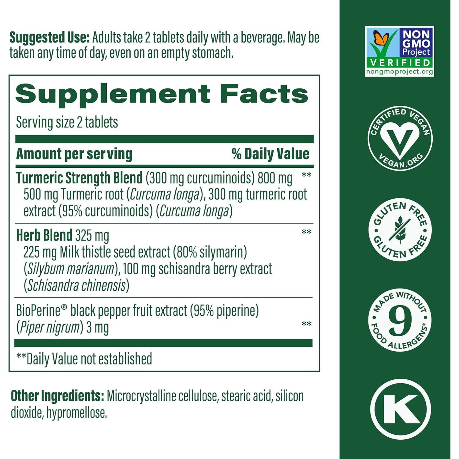Suplemento de Cúrcuma MegaFood 300mg - 60 Tabletas Veganas