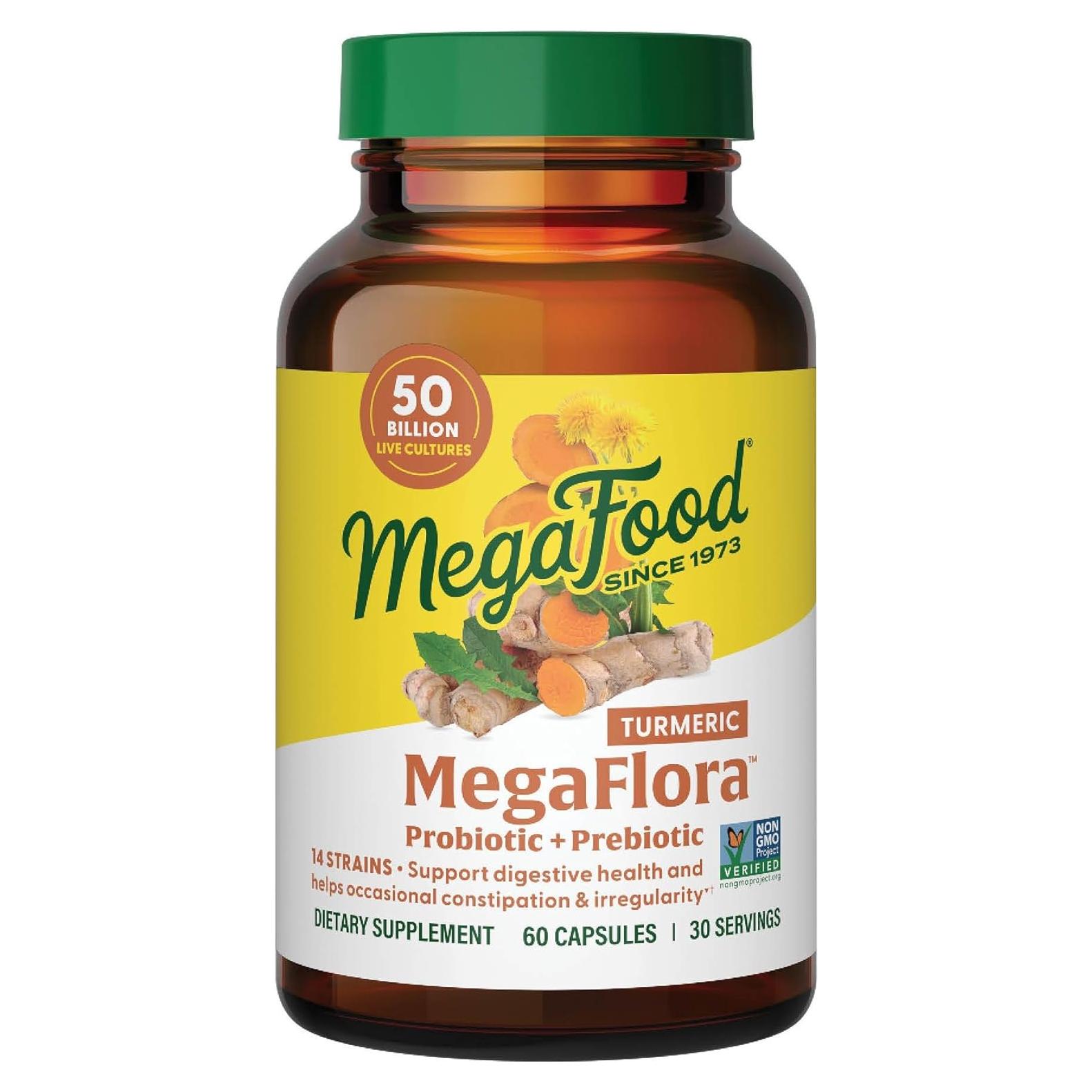 Suplemento Digestivo MegaFlora MegaFood - 60 Cápsulas, 50 Mil Millones CFUs