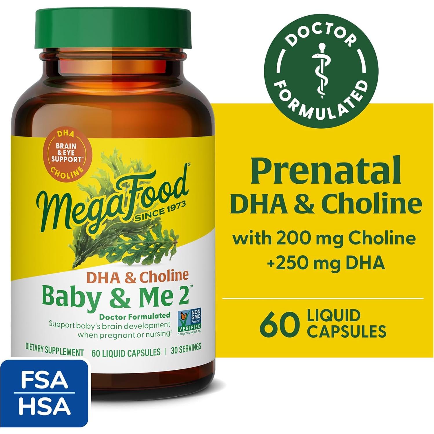 Megafood Bebé y Yo 2 Vitaminas Prenatales Veganas 60 Cápsulas