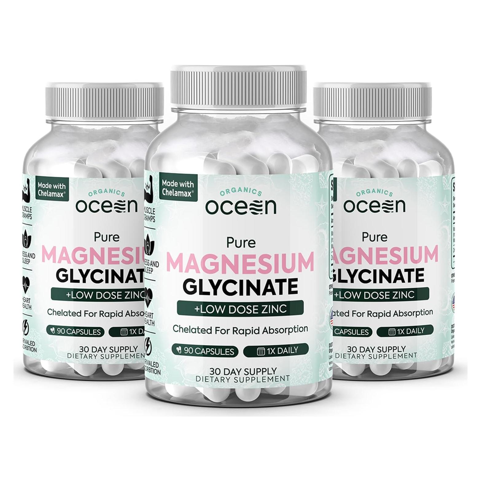 Glicinato de Magnesio Puro Oceánico con Zinc - 90 Cápsulas x 3