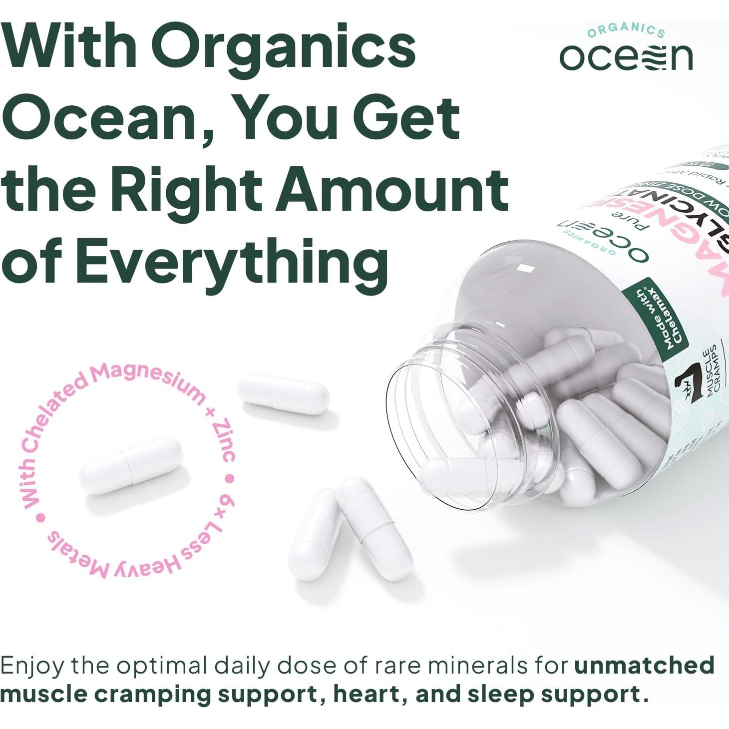 Glicinato de Magnesio Puro Oceánico con Zinc - 90 Cápsulas x 3