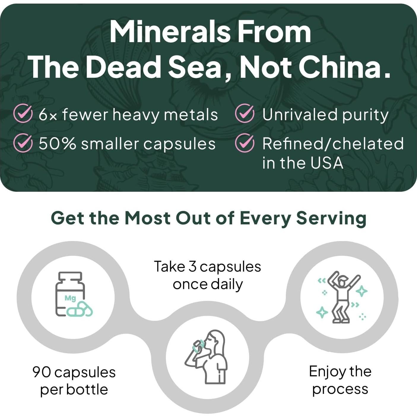 Glicinato de Magnesio Puro Oceánico con Zinc - 90 Cápsulas x 3