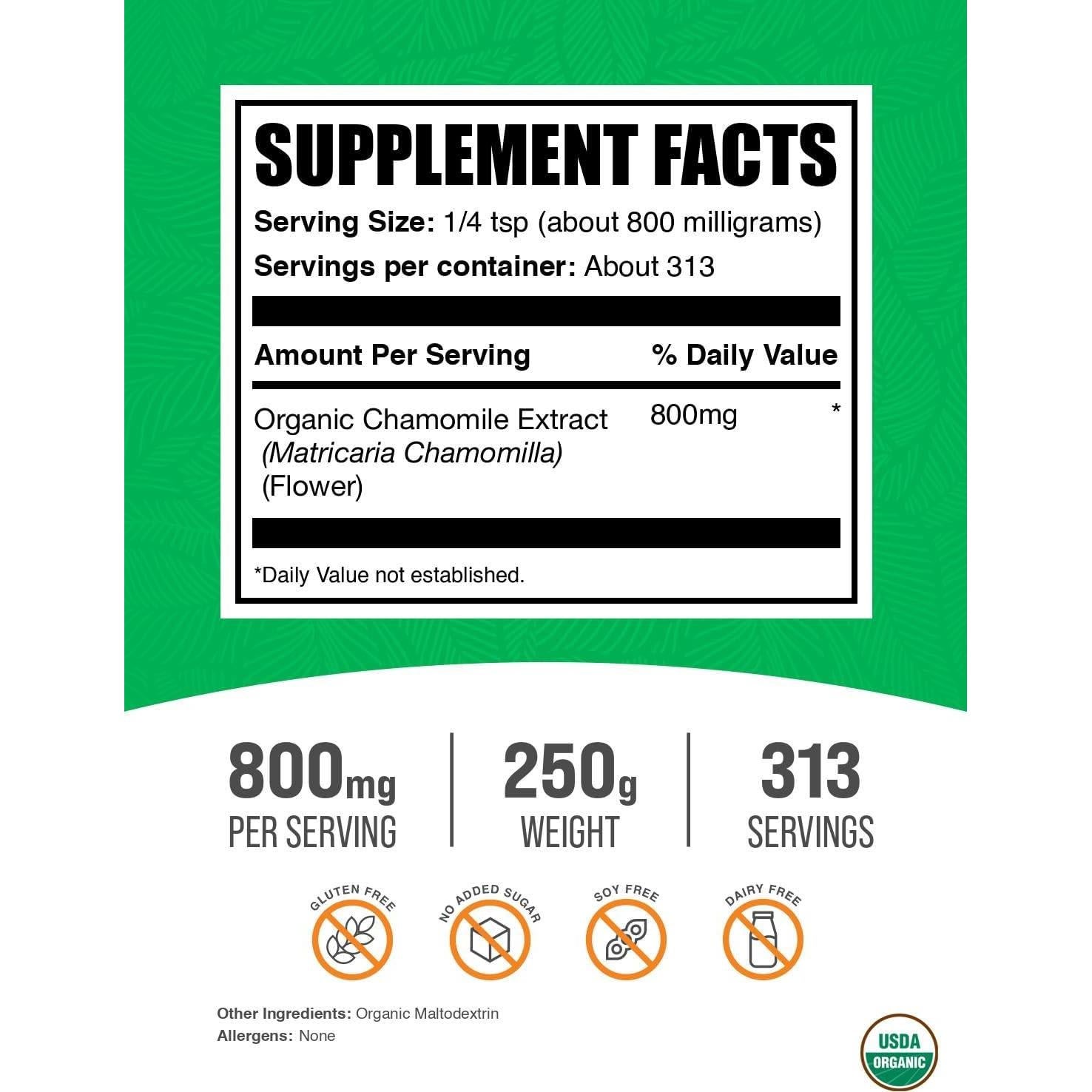 Extracto de Manzanilla Orgánico en Polvo BulkSupplements 250g