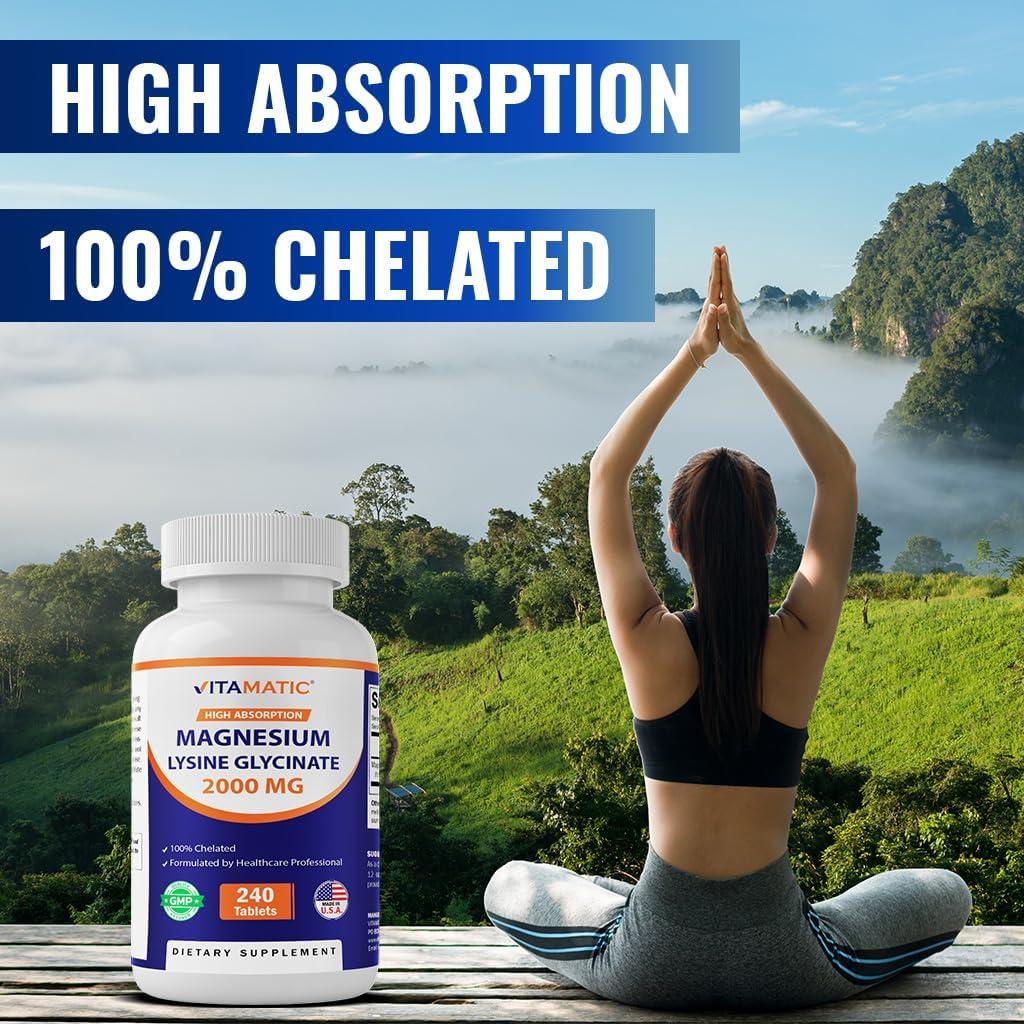 Suplemento de Magnesio Glicinato Vitamatic - 240 Tabletas - Apoyo Muscular y Nervioso