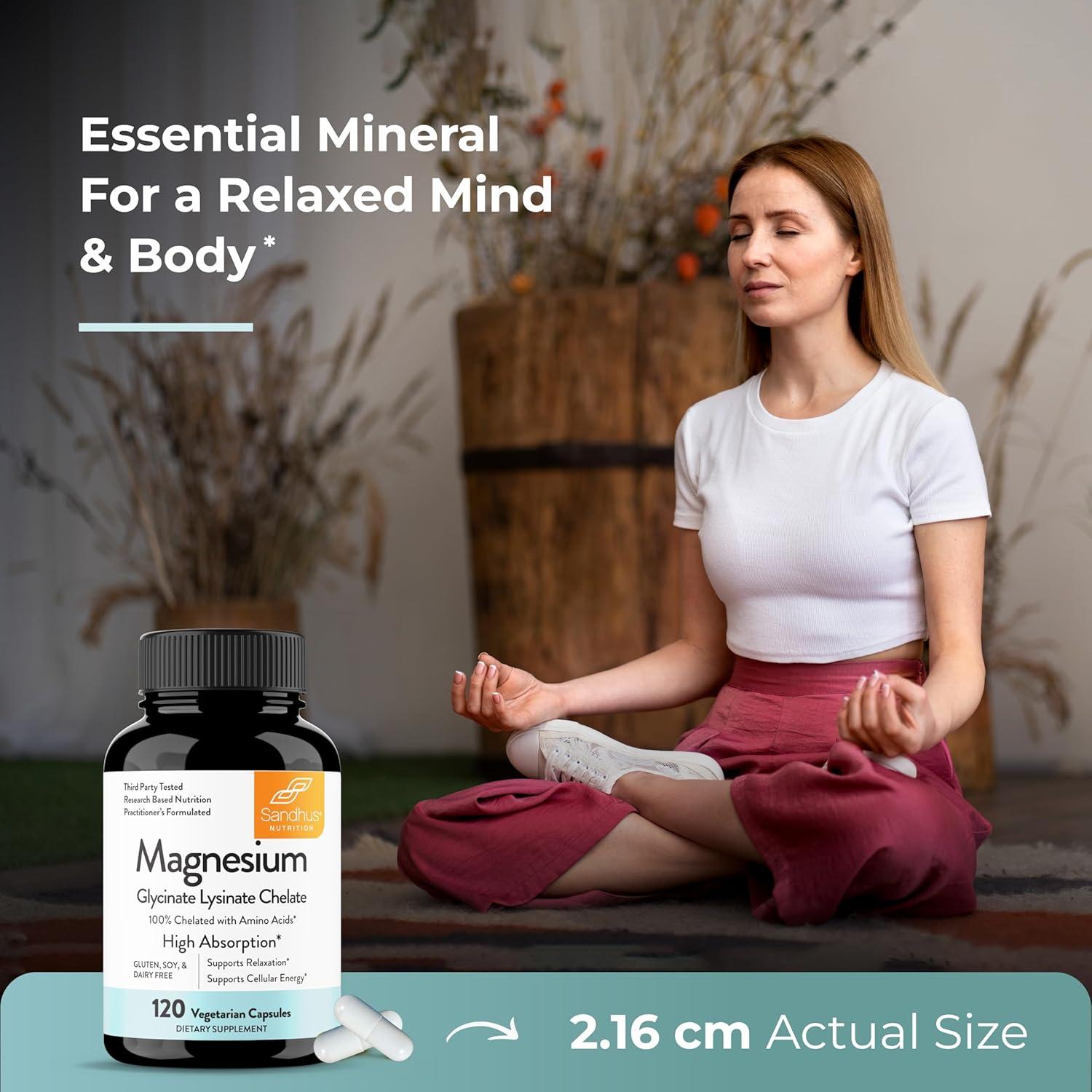 Glicinato de Magnesio Lisina Sandhu 120 Cápsulas Veganas