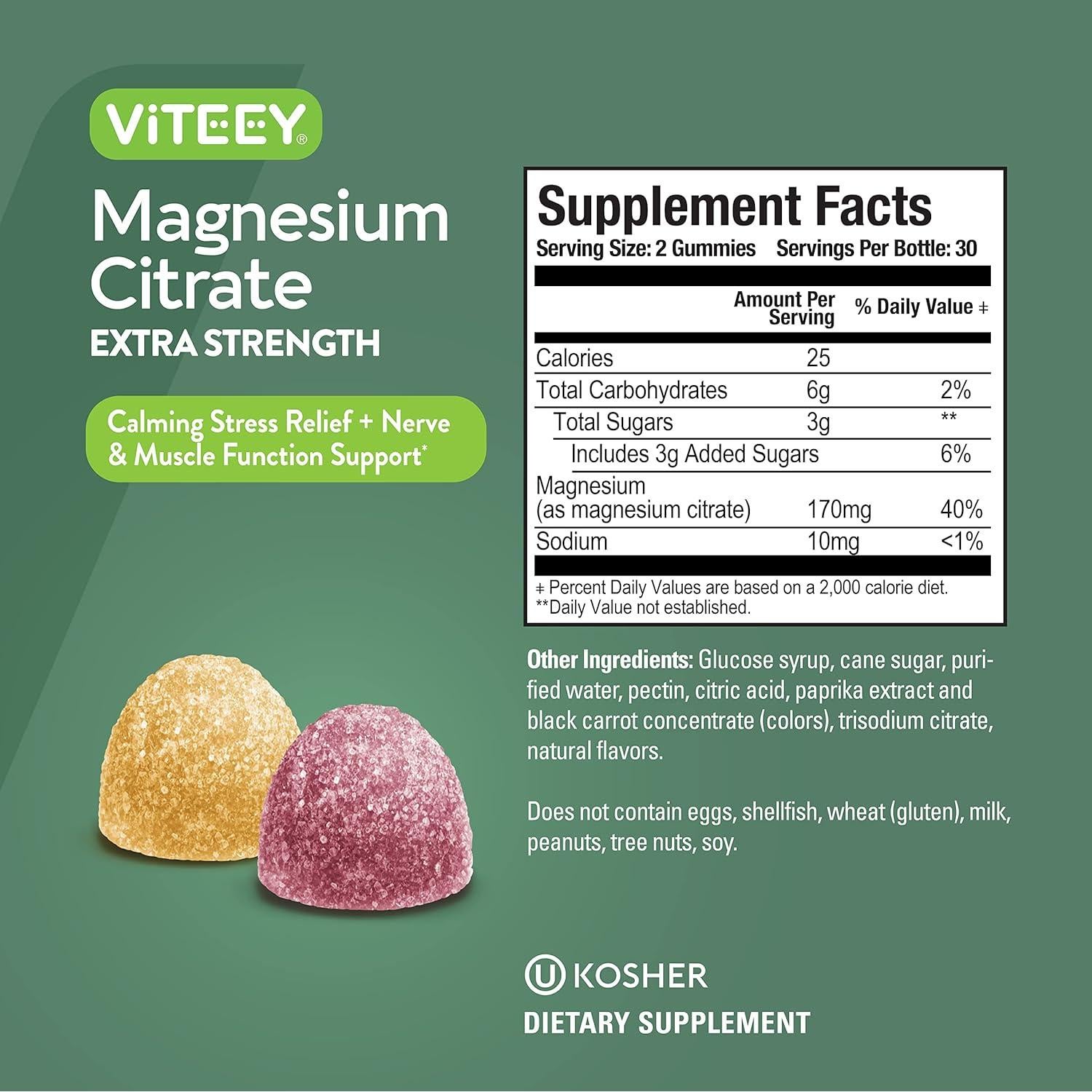 Gomitas de Magnesio VITEEY 170mg - 60 Unidades Veganas