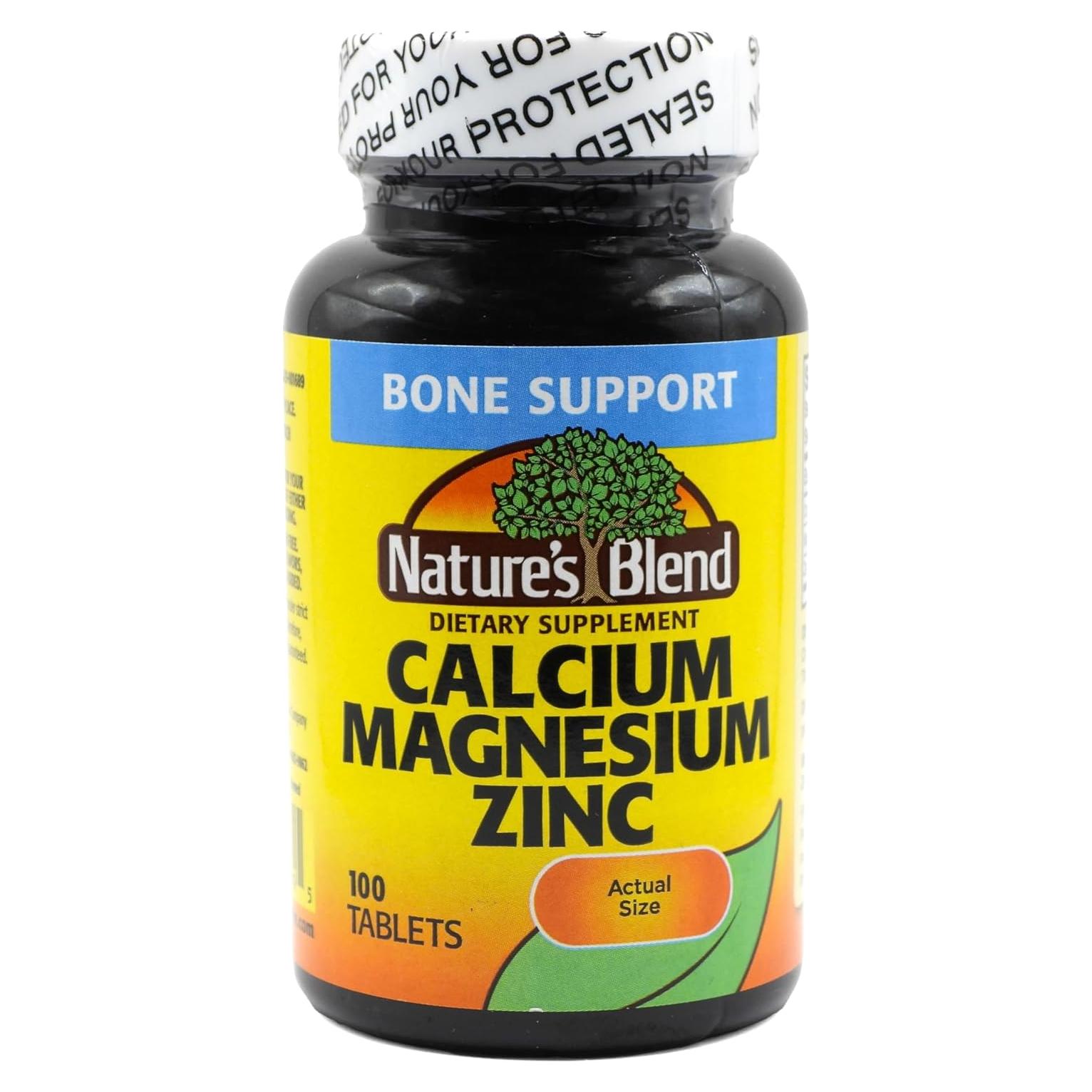 Tabletas de Calcio, Magnesio y Zinc Nature's Blend 100 Unidades