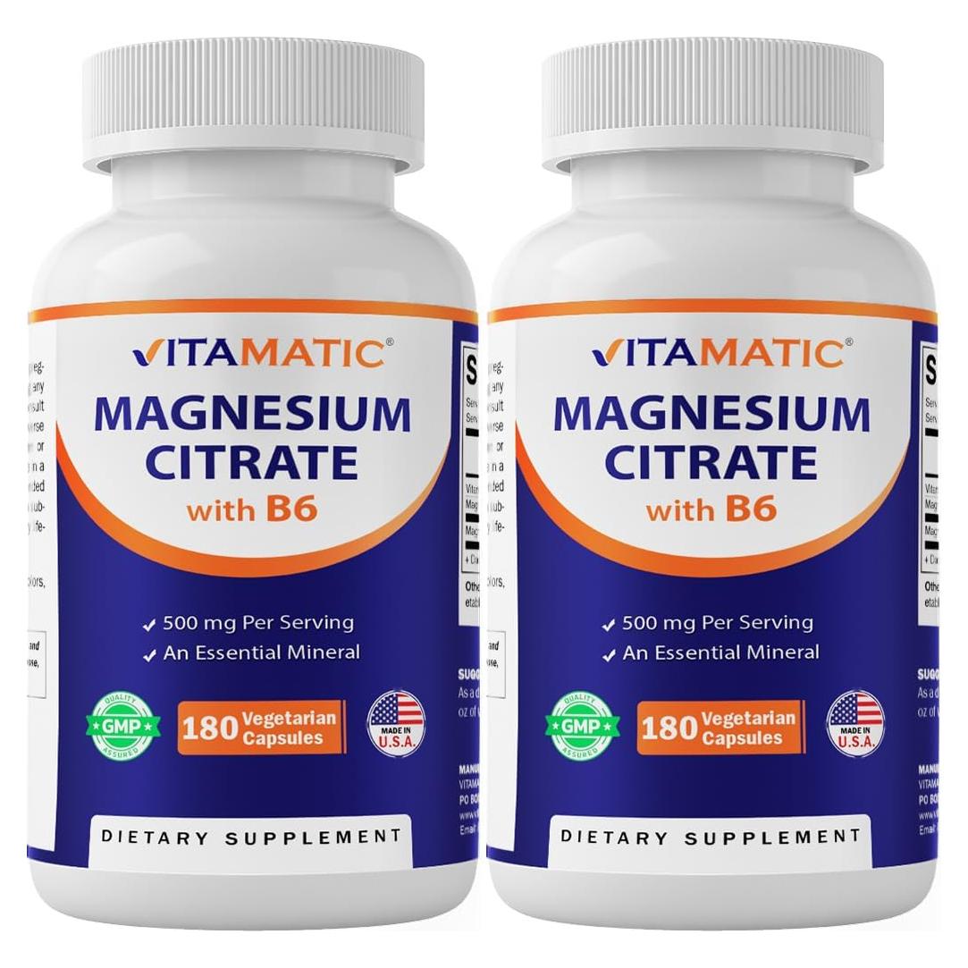 Citrato de Magnesio Vitamatic 500mg 180 Cápsulas Vegetarianas