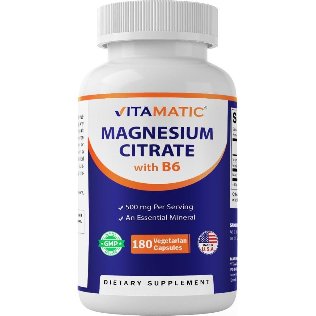 Citrato de Magnesio Vitamatic 500mg 180 Cápsulas Vegetarianas