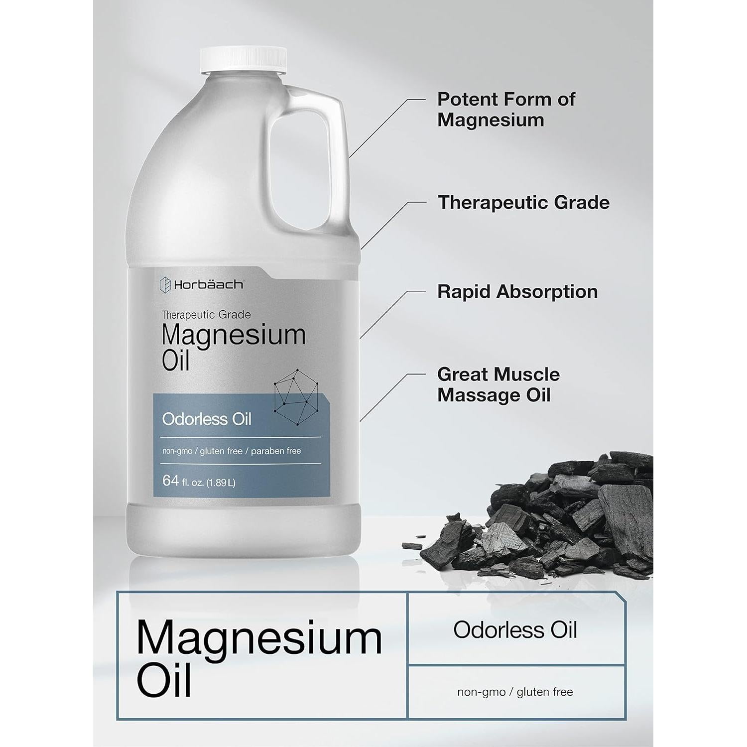 Aceite de Magnesio Horbaach 1.89 L Grado Terapéutico Vegetariano