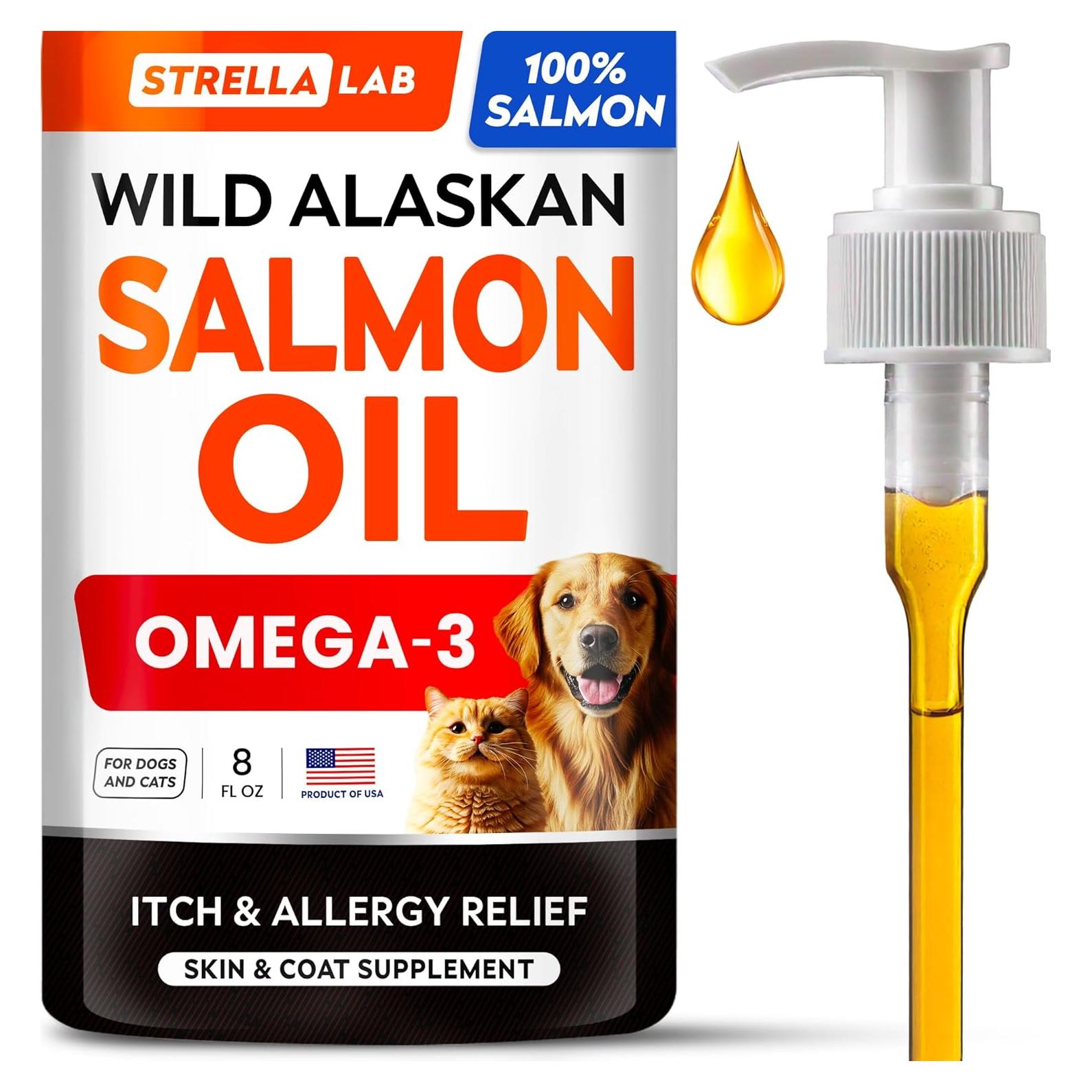 Aceite de Salmón Salvaje StrellaLab 236.6 ml - Omega 3 para Perros