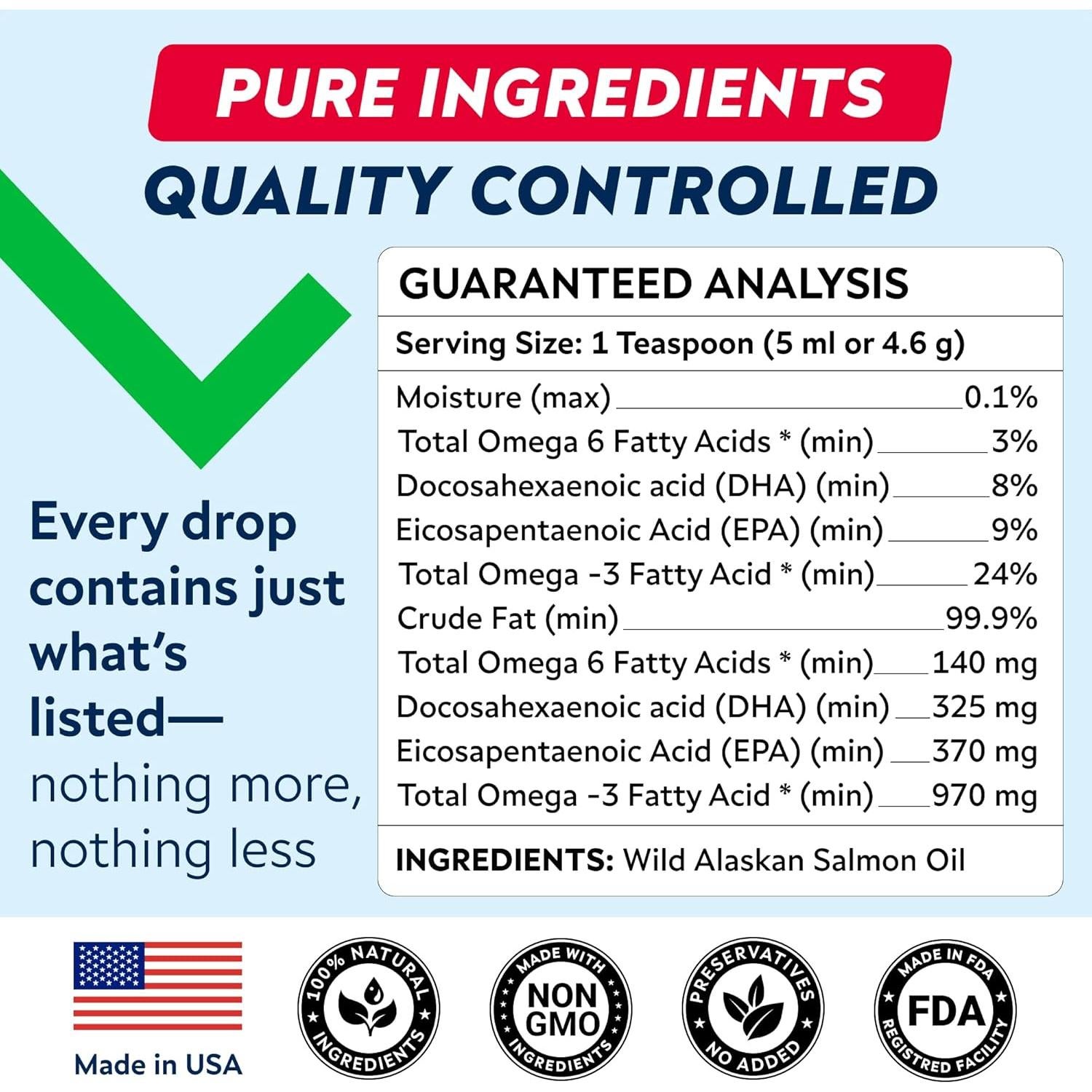 Aceite de Salmón Salvaje StrellaLab 236.6 ml - Omega 3 para Perros