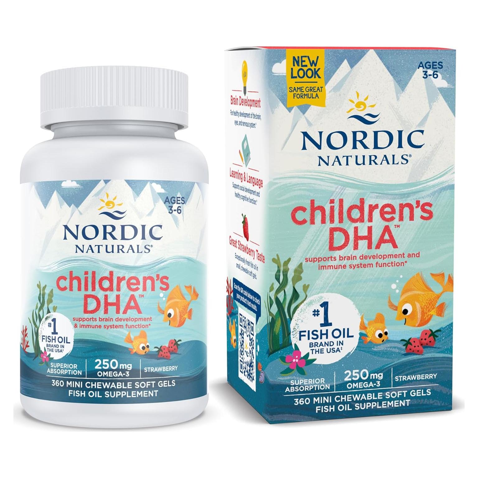 DHA Infantil Nordic Naturals 360 Geles Blandos Fresa 250 mg