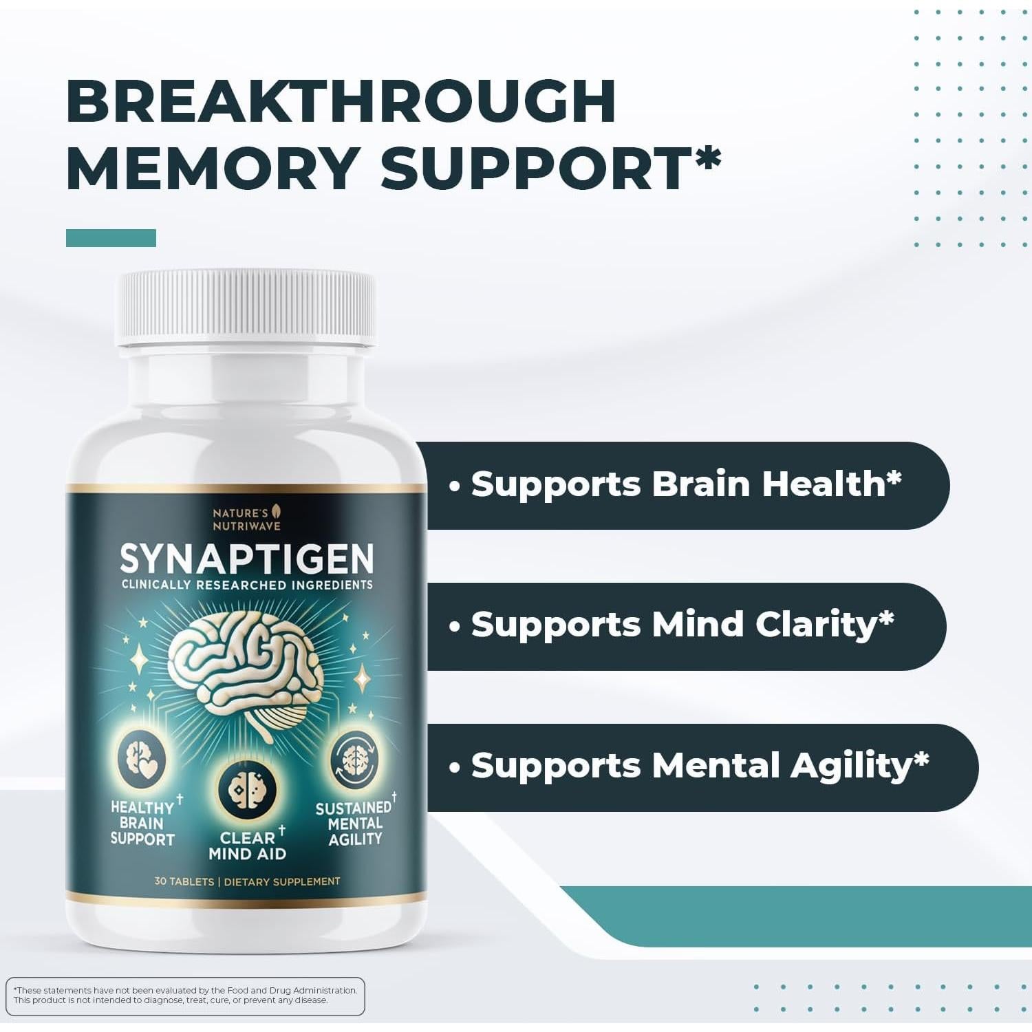 Suplemento Probiotico Synaptigen Nature's NutriWave 30 Tabletas