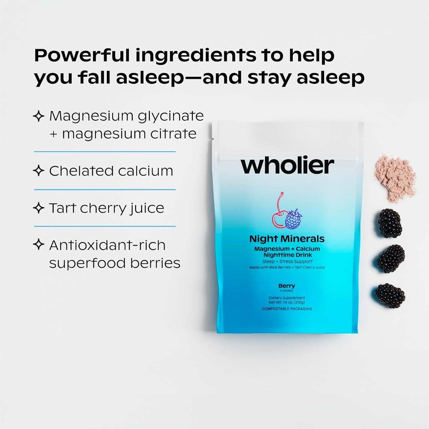 Bebida Calmante Nocturna Wholier Glicinato de Magnesio 227g