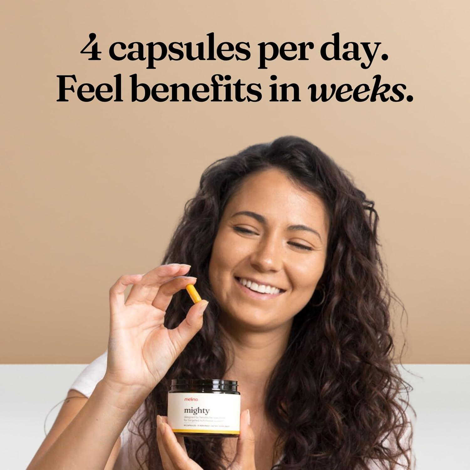 Suplemento Natural Melina Mighty para Alivio de Migraña - 60 Cápsulas