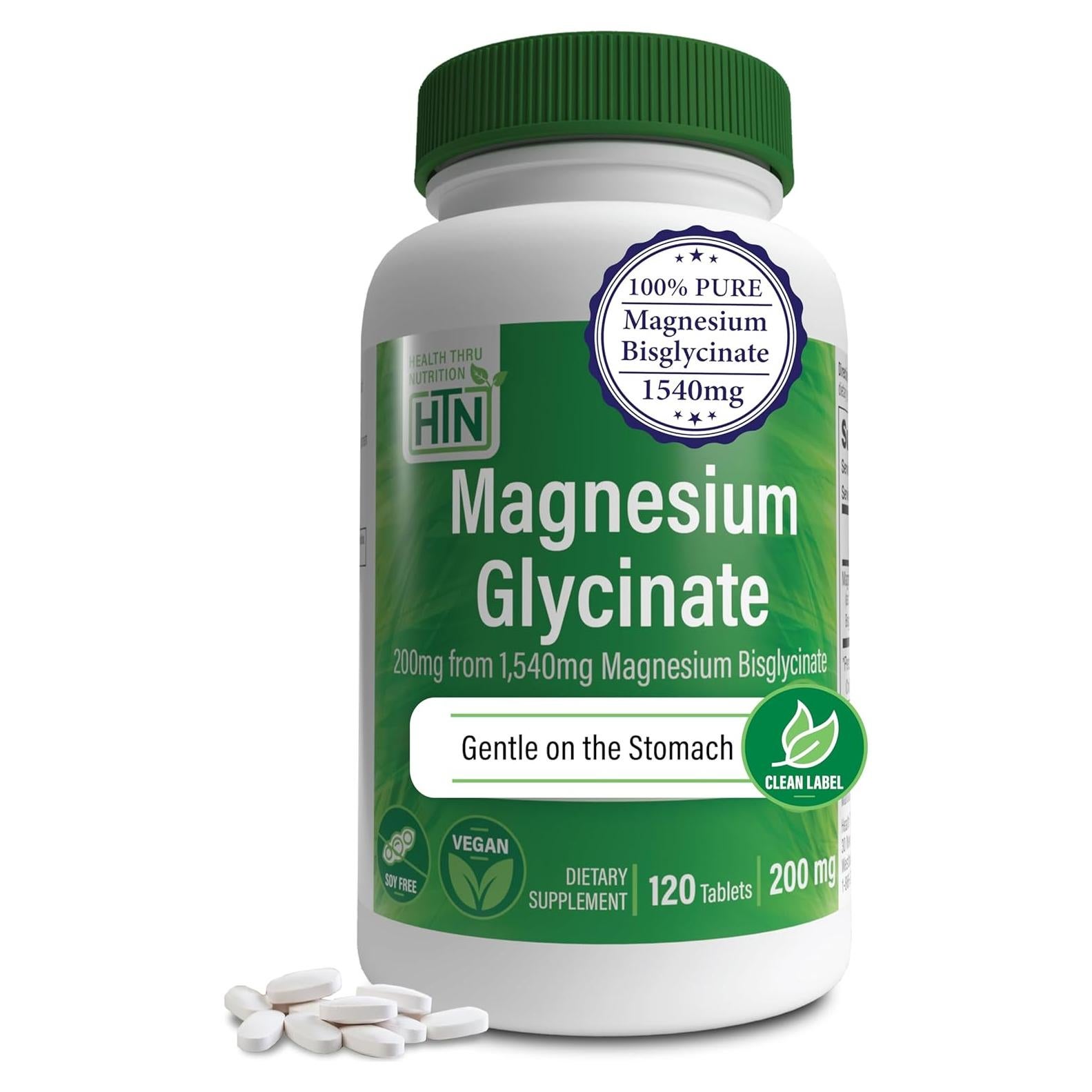 Glicinato de Magnesio 200mg 120 Tabletas Health Thru Nutrition