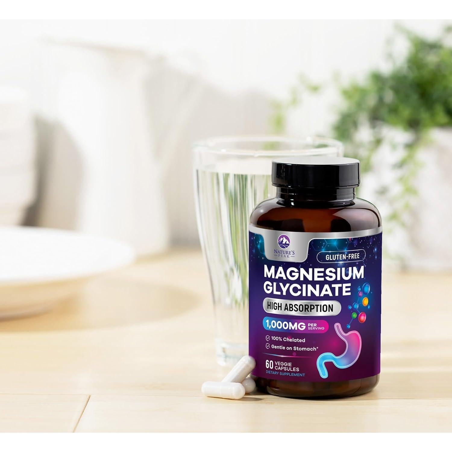 Suplemento de Magnesio Glicinato 1000 mg Nature's Peak - 60 Cápsulas