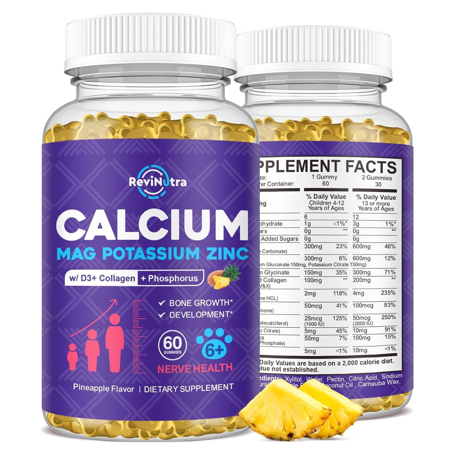 Gomitas de Calcio ReviNutra 60 unidades Sabor Piña Sin Azúcar