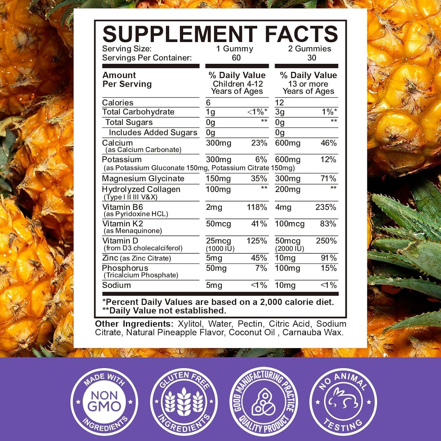 Gomitas de Calcio ReviNutra 60 unidades Sabor Piña Sin Azúcar