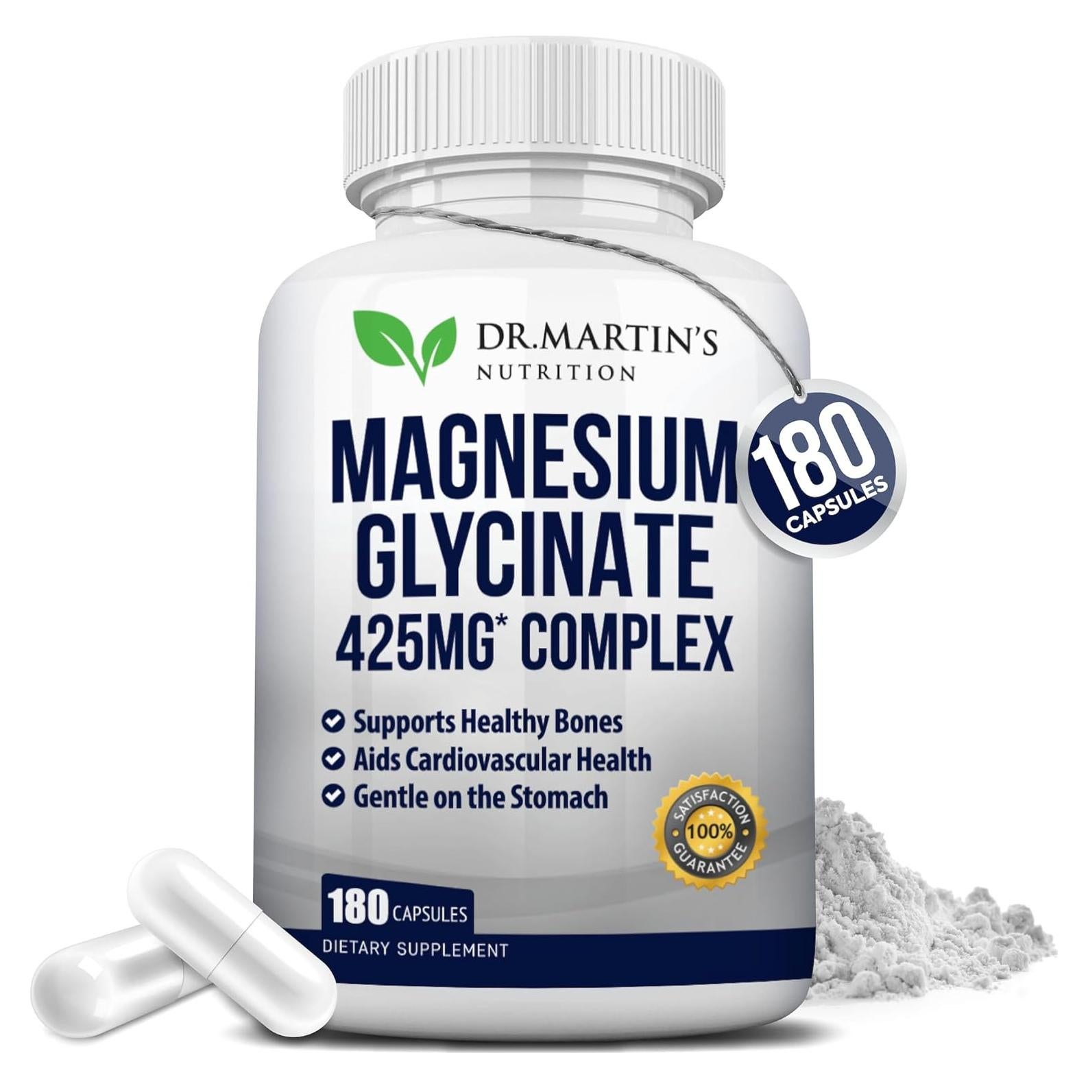 Glicinato de Magnesio 425mg Dr. Martin - 180 Cápsulas Veganas