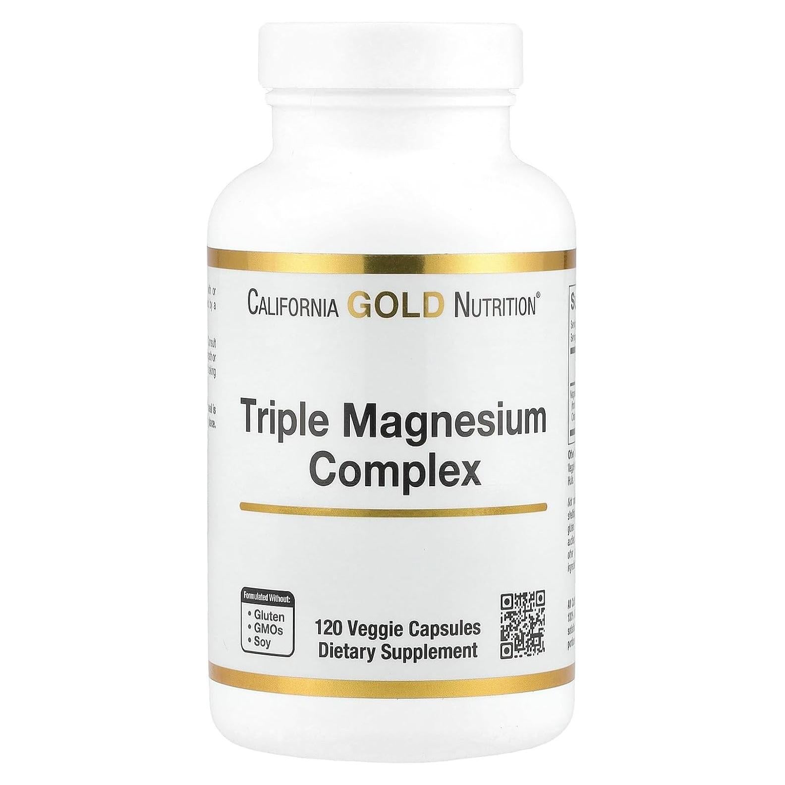 Complejo de Magnesio Triple California Gold Nutrition 120 Cápsulas