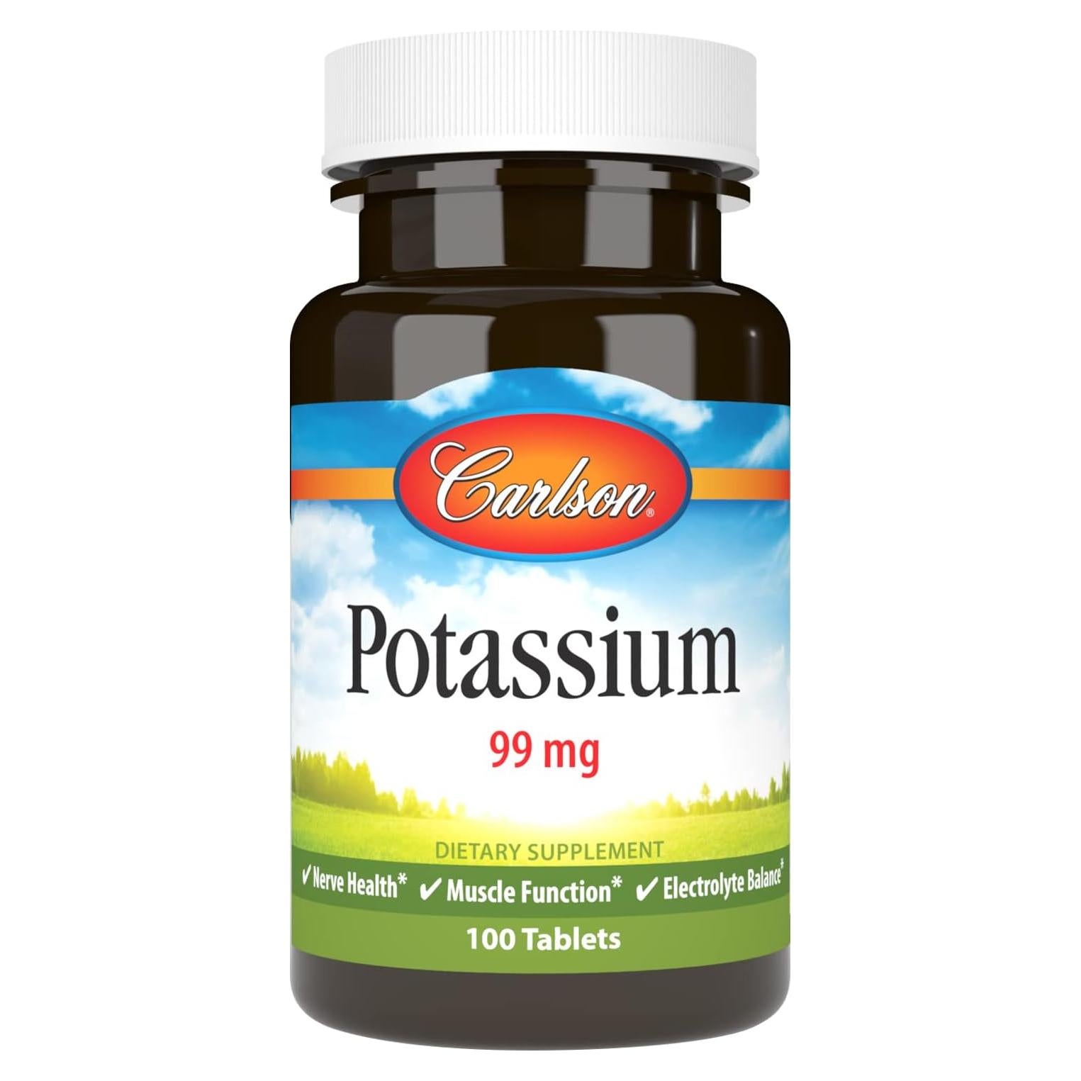 Suplemento de Potasio Carlson 99 mg - 100 Tabletas