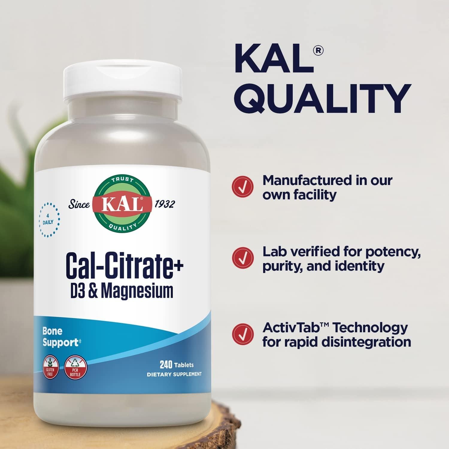 Suplemento KAL Cal-Citrate+ 1000 mg Calcio 500 mg Magnesio