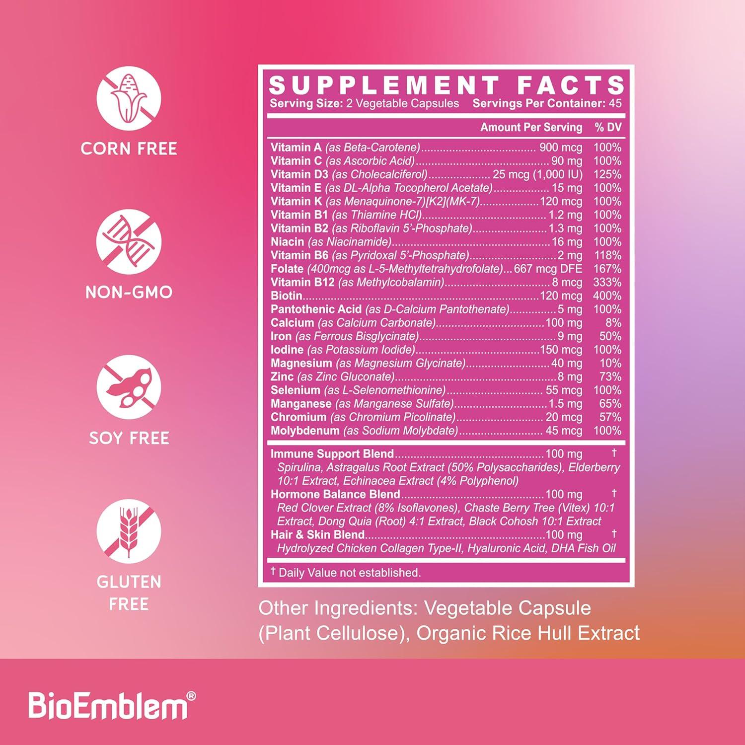 Multivitamina para Mujeres BioEmblem + Polvo de Magnesio 350mg