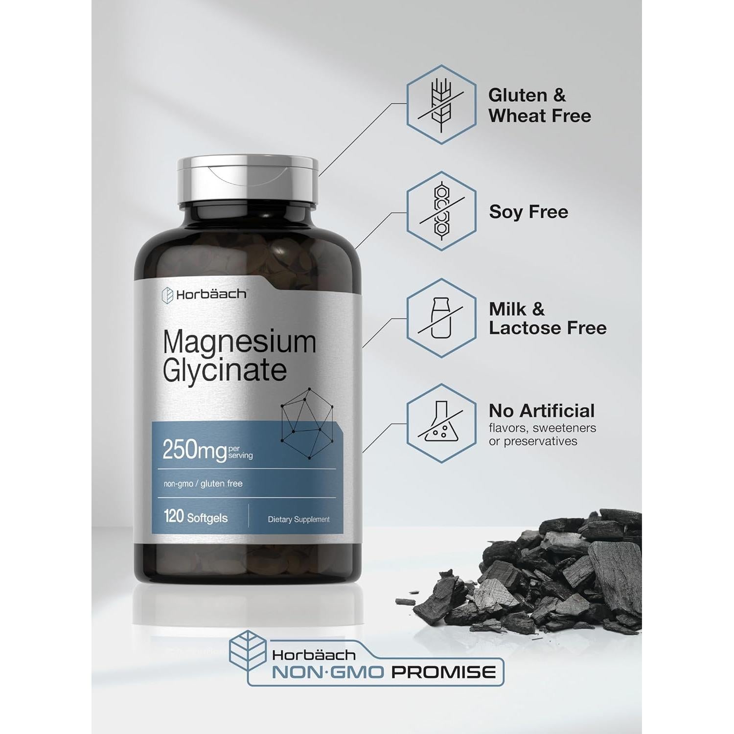 Glicinato de Magnesio Horbaach 250mg 120 Gelatinas Blandas