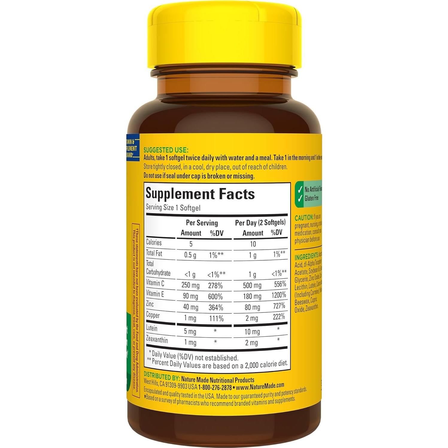 Nature Made Visión AREDS 2 - Suplemento Ocular 60 Gelatinas