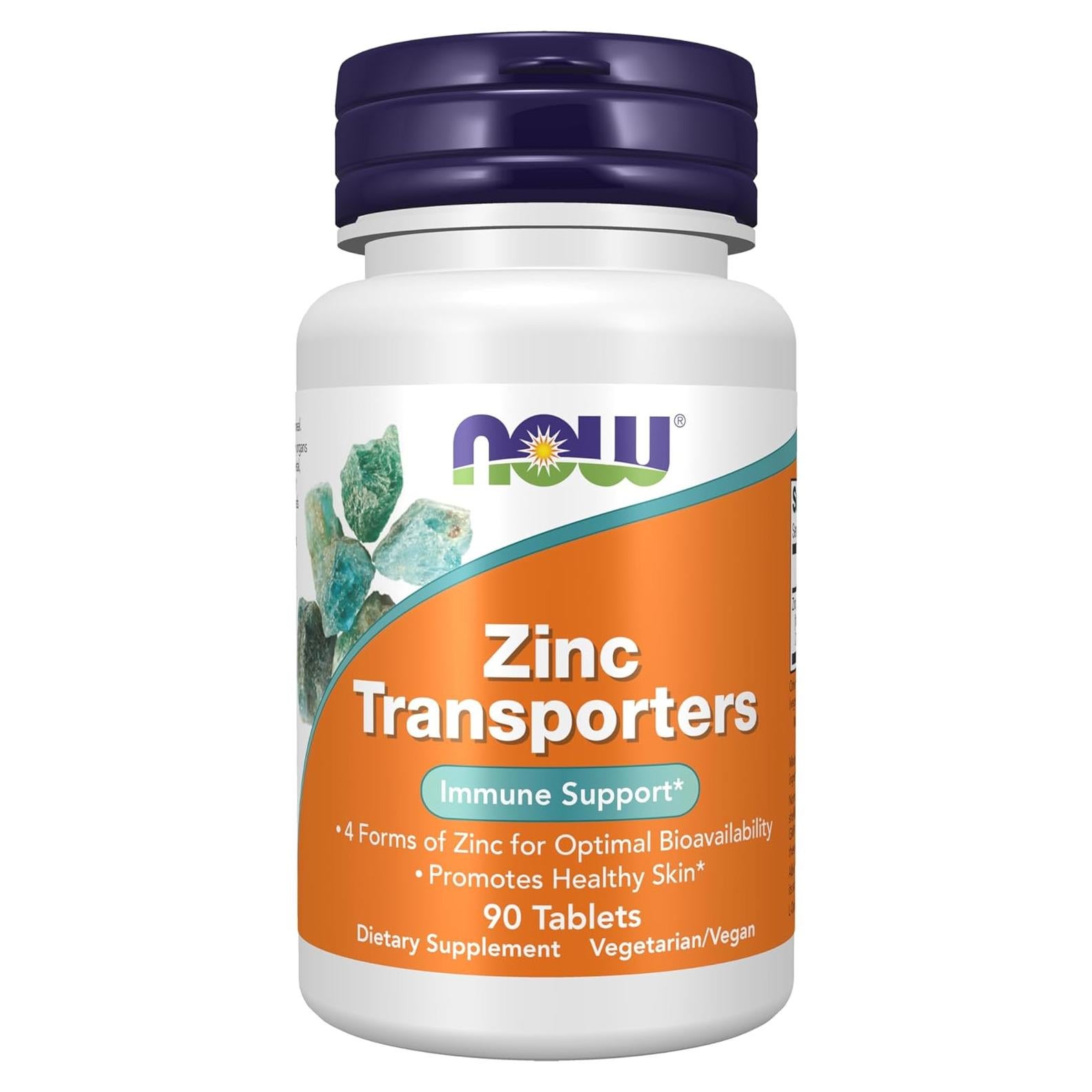 Suplemento de Zinc NOW 90 Tabletas Vegano Soporte Inmunológico