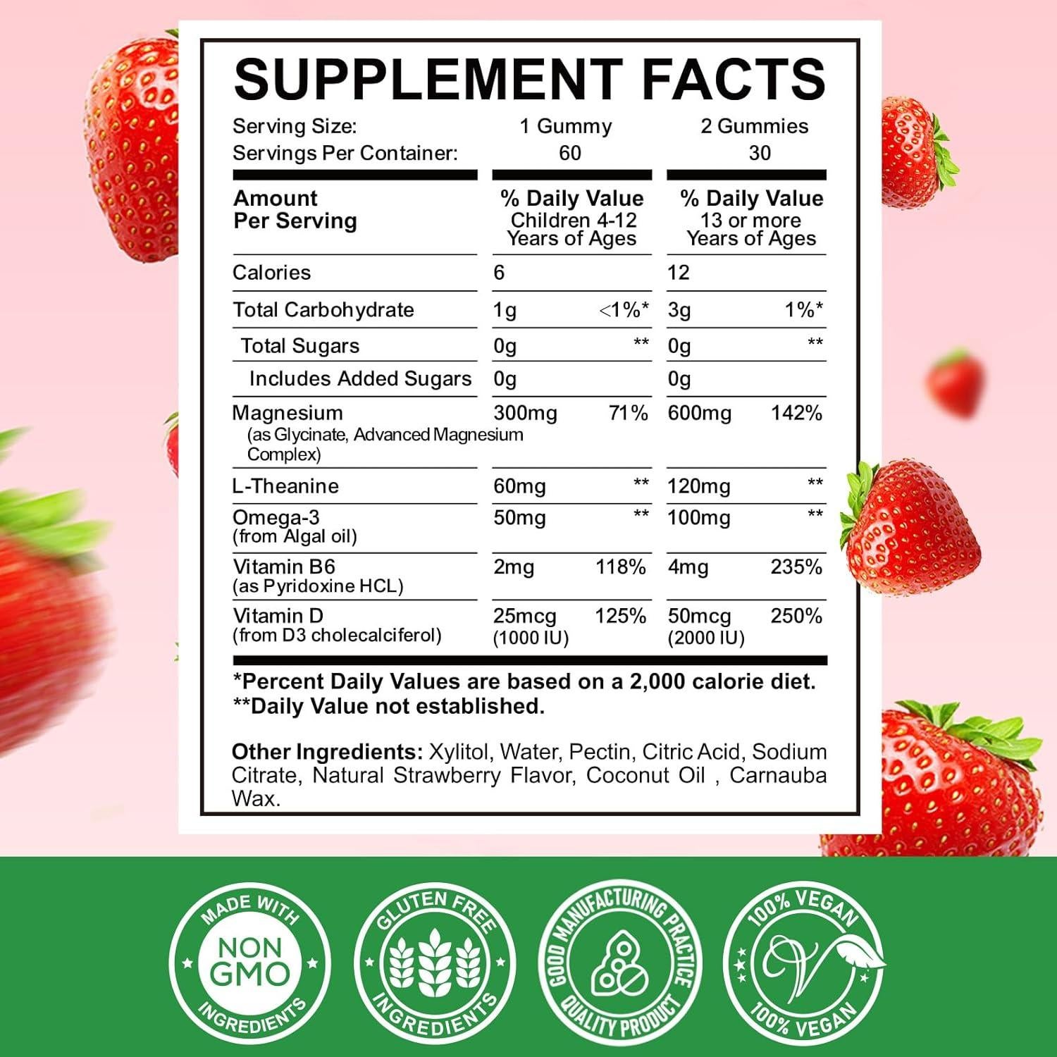 Gomitas de Magnesio ReviNutra 60 Unidades Fresa - Suplemento Calmante
