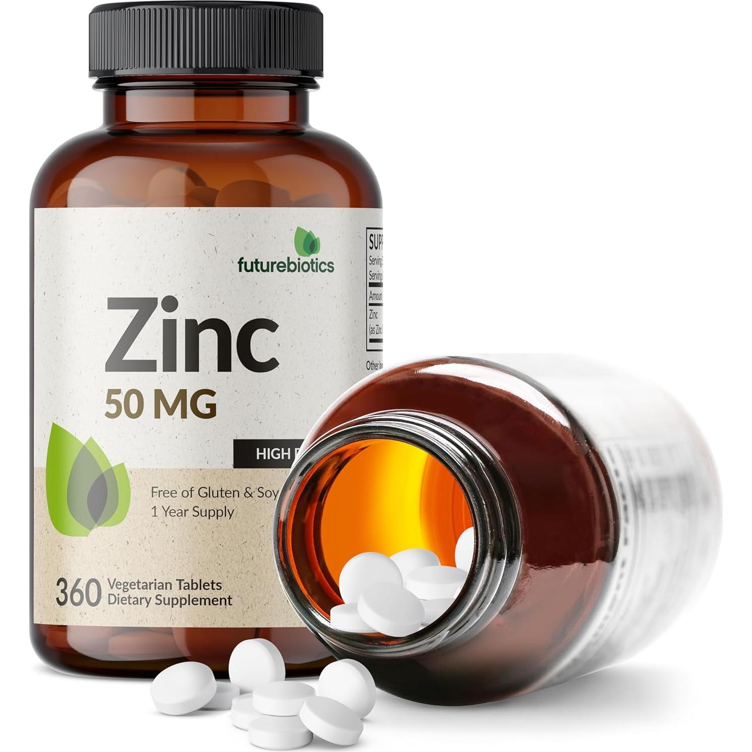 Suplemento de Zinc 50 MG Futurebiotics - 360 Tabletas Vegetarianas