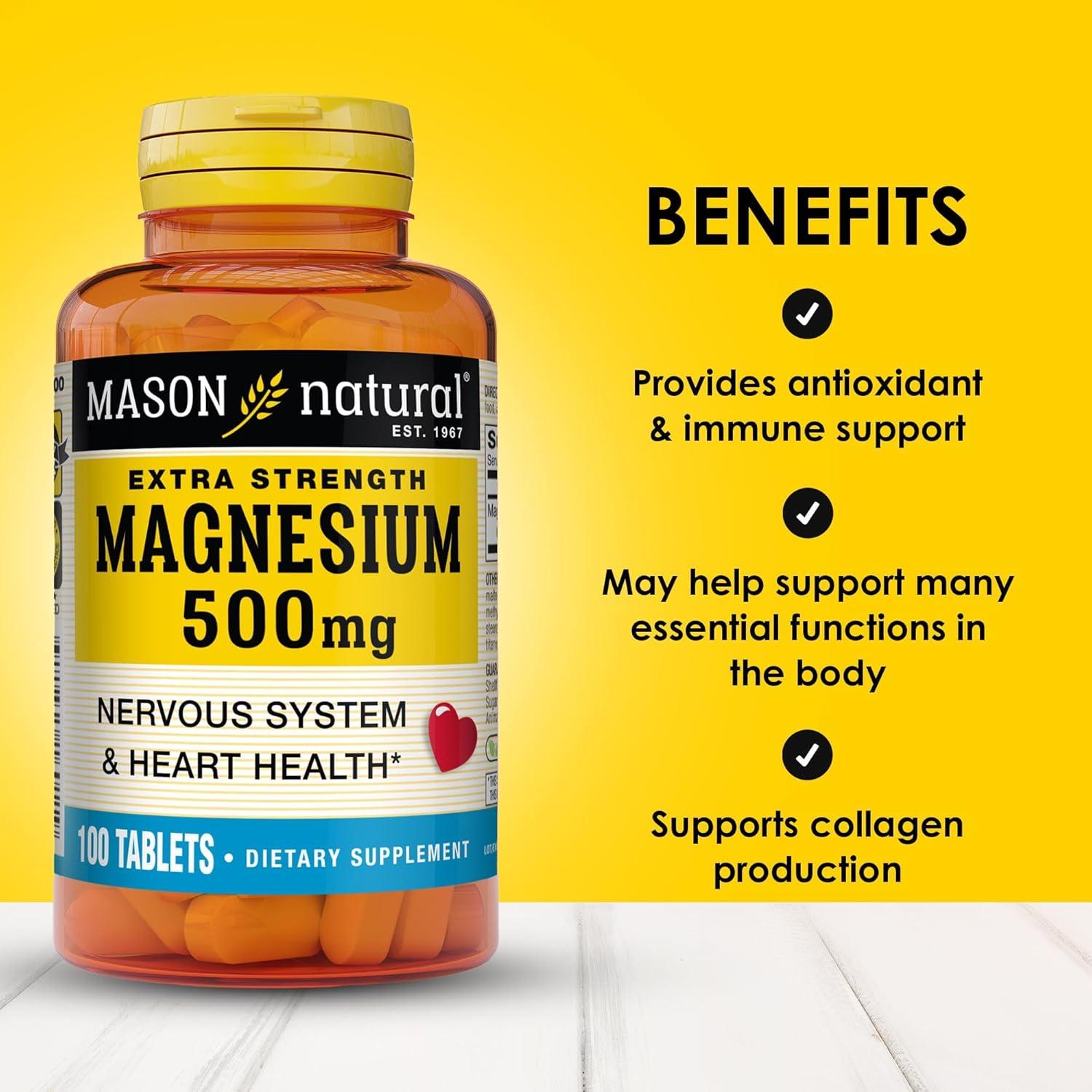 Suplemento de Magnesio 500 mg Mason Natural - 300 Tabletas