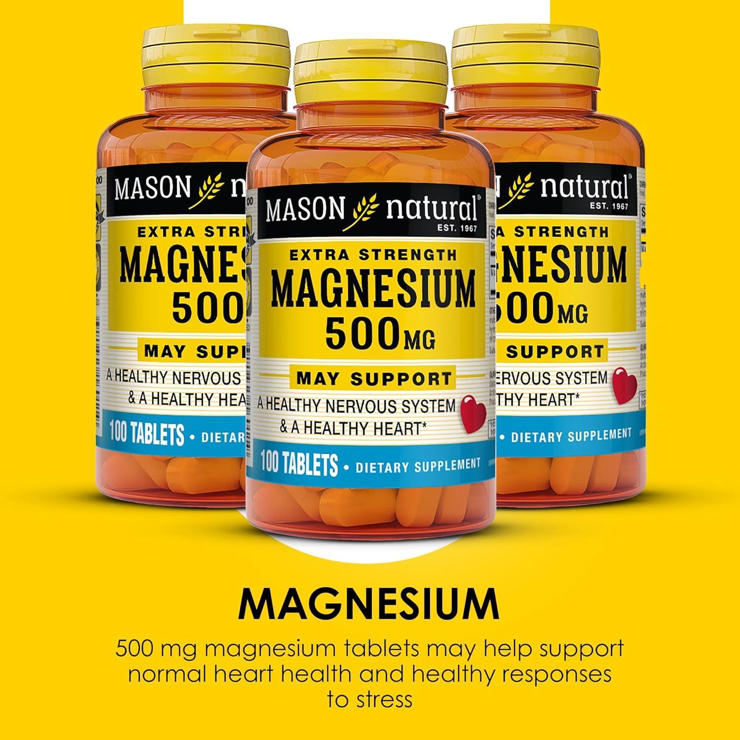 Suplemento de Magnesio 500 mg Mason Natural - 300 Tabletas