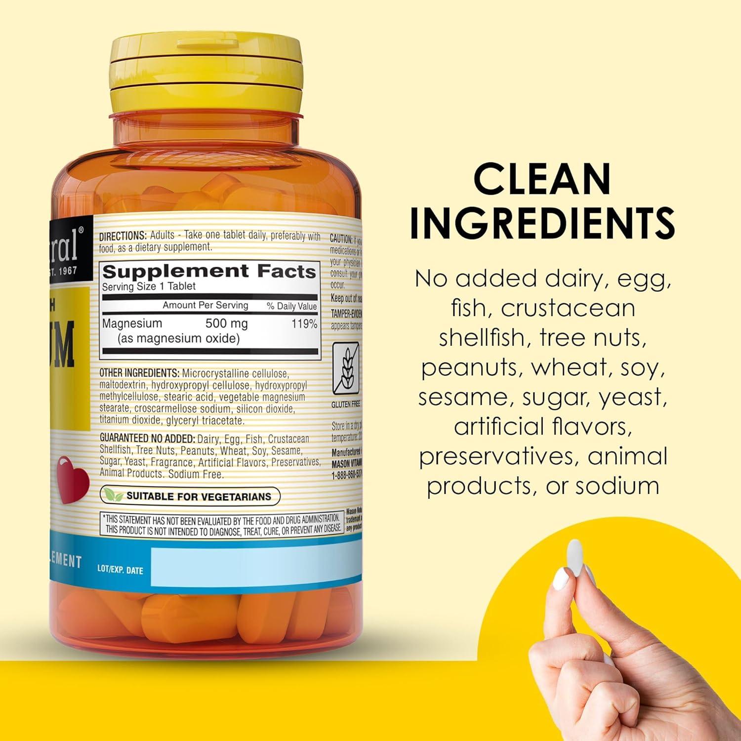 Suplemento de Magnesio 500 mg Mason Natural - 300 Tabletas