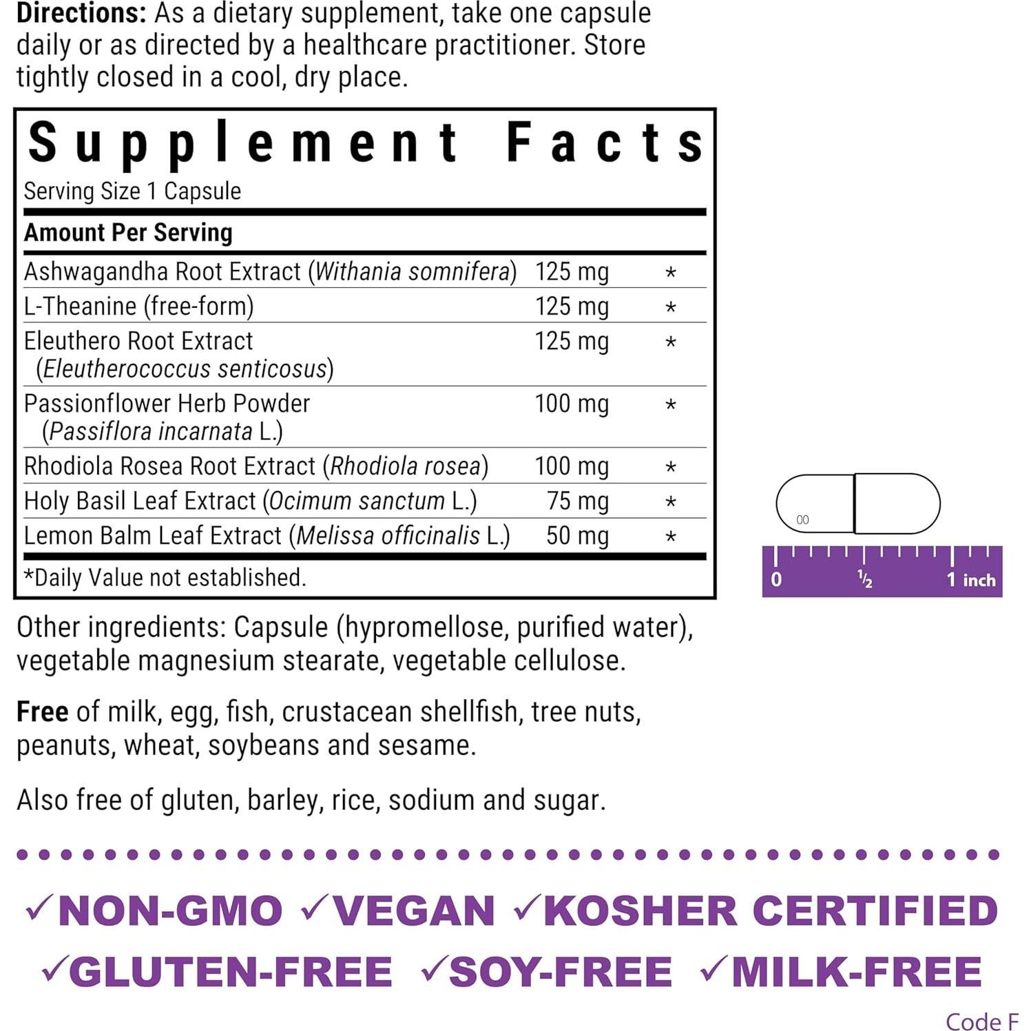 Alivio del Estrés Bluebonnet Nutrition 30 Cápsulas Veganas